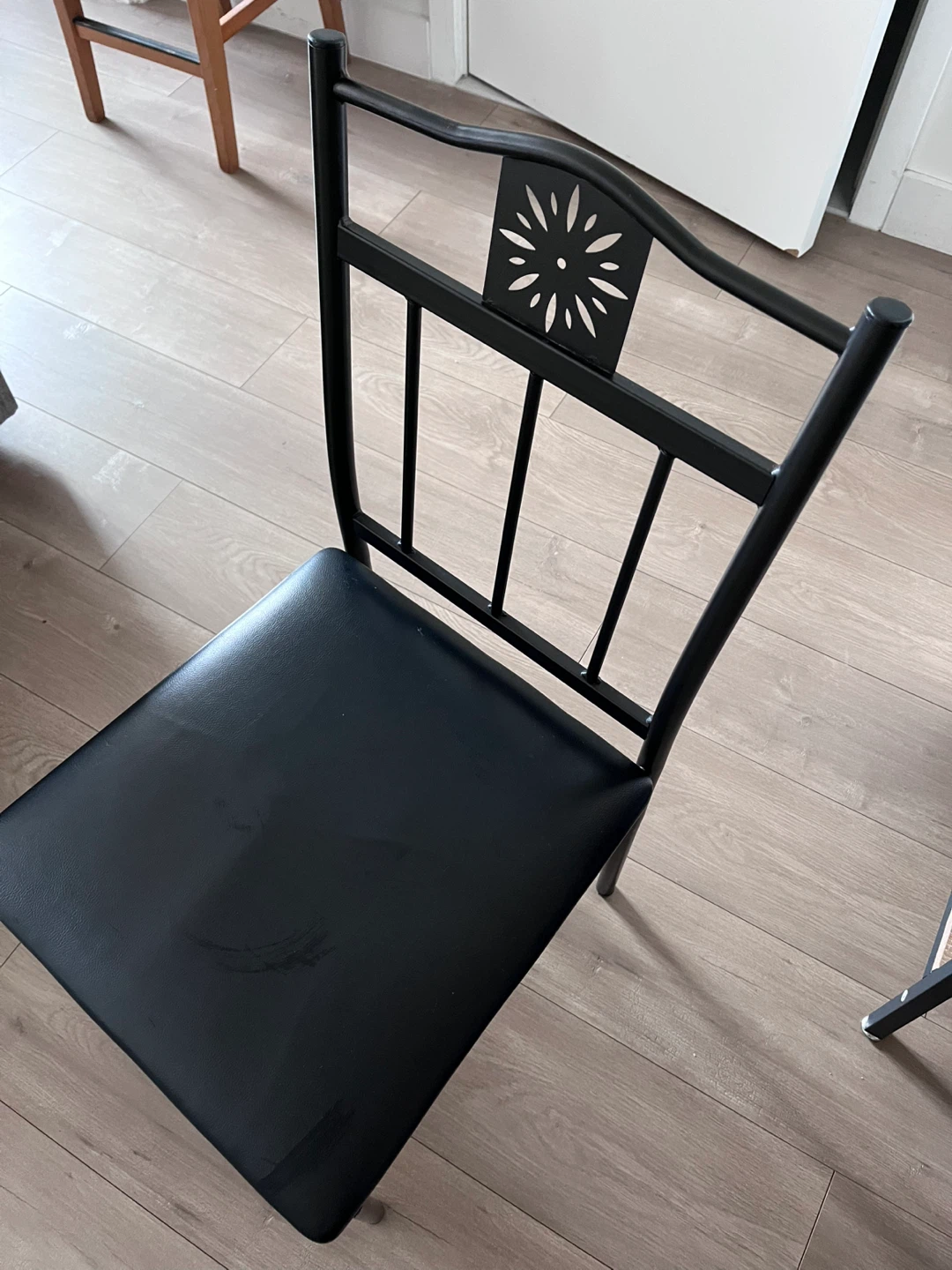 Black Metal Dining Chair with Sunburst Detail