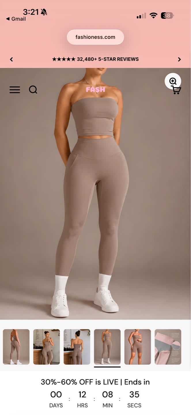 FASH Taupe High Waisted Leggings & Tube Top Set - Size L