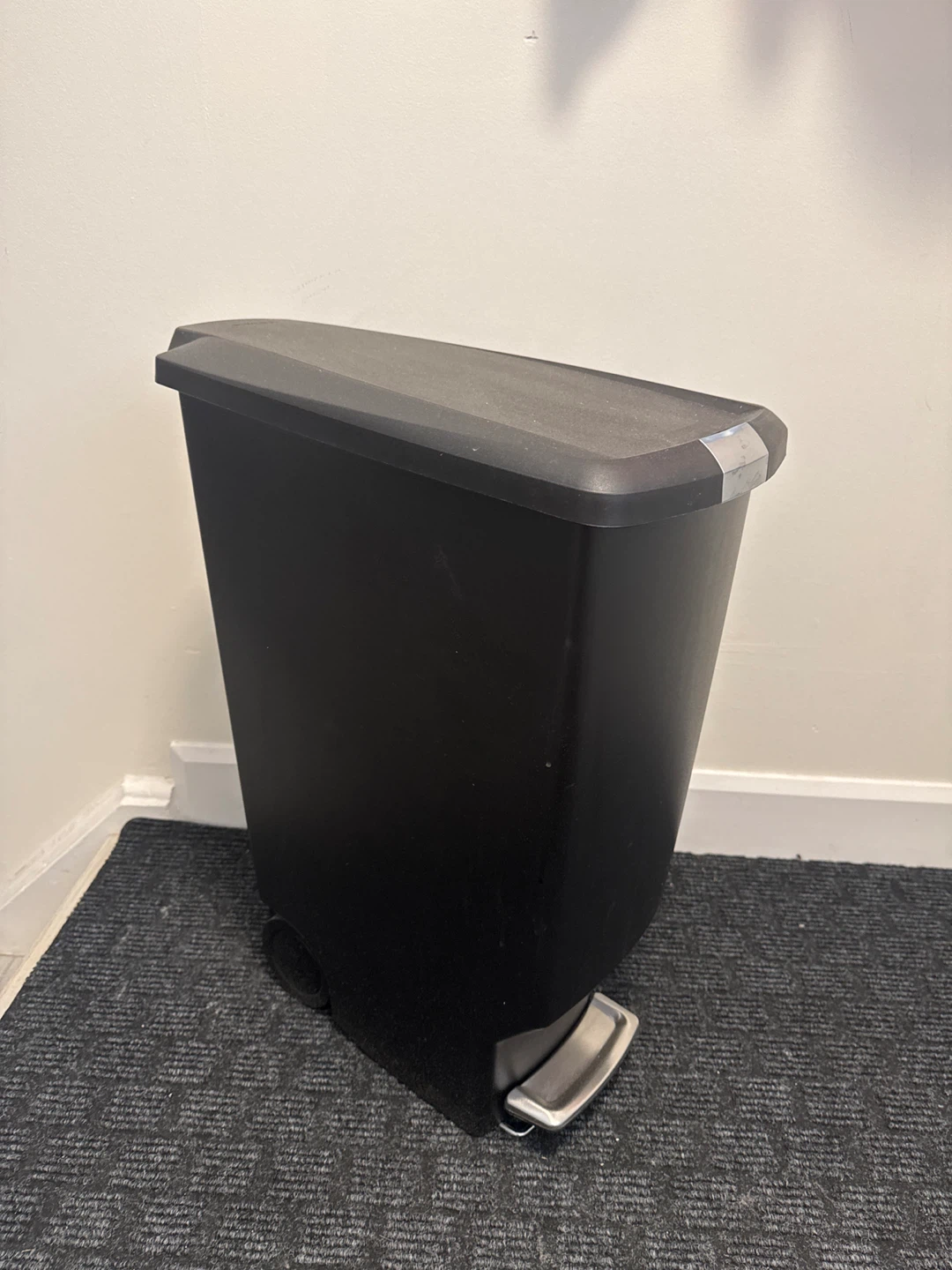 Black Step Trash Can with Wheels