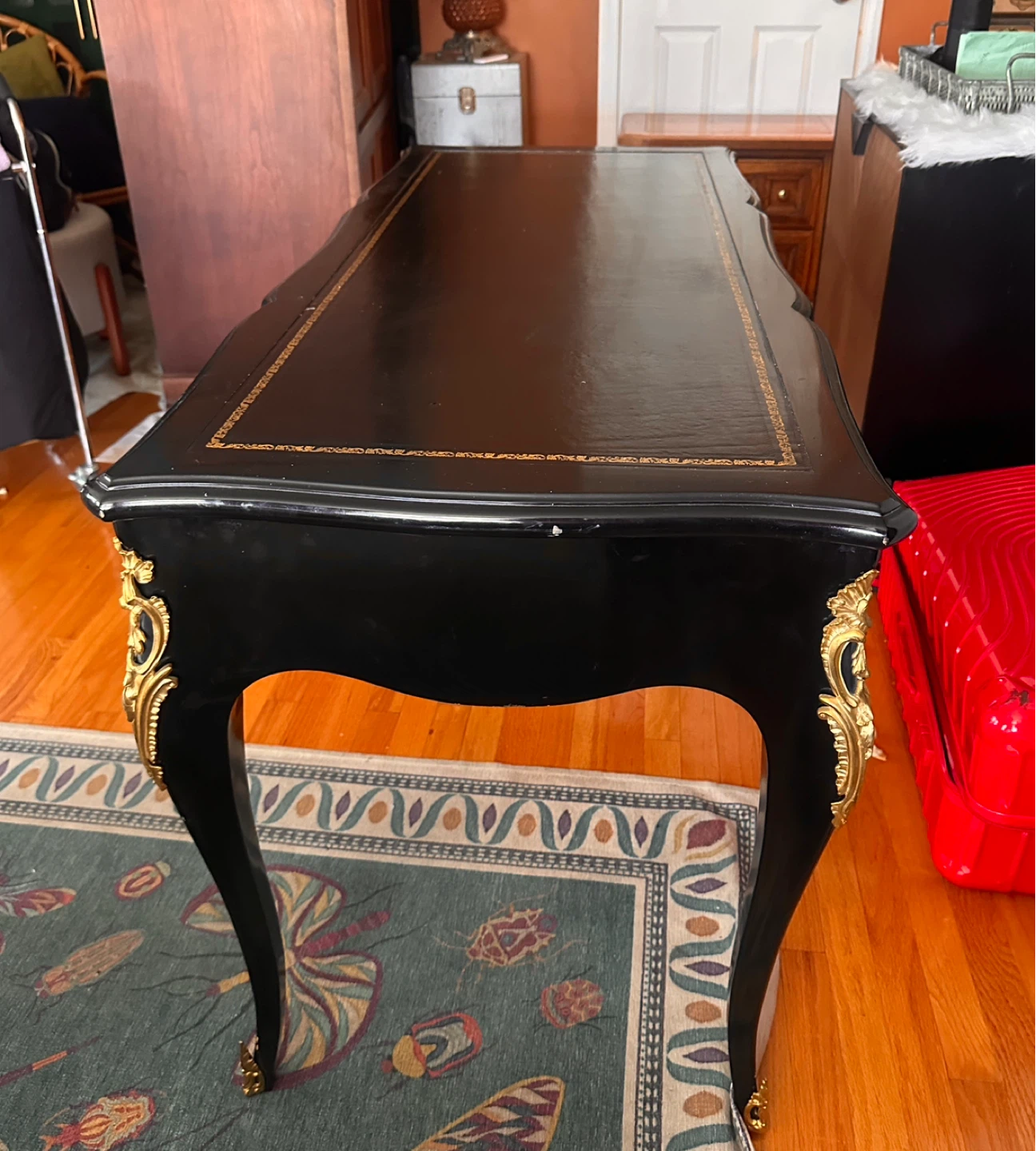 Louis XV Style black writing desk - photo 3
