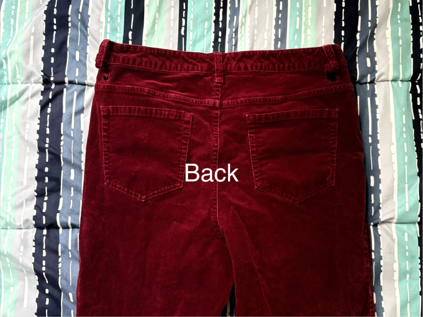 Maroon Straight Leg Corduroy Pants - photo 2