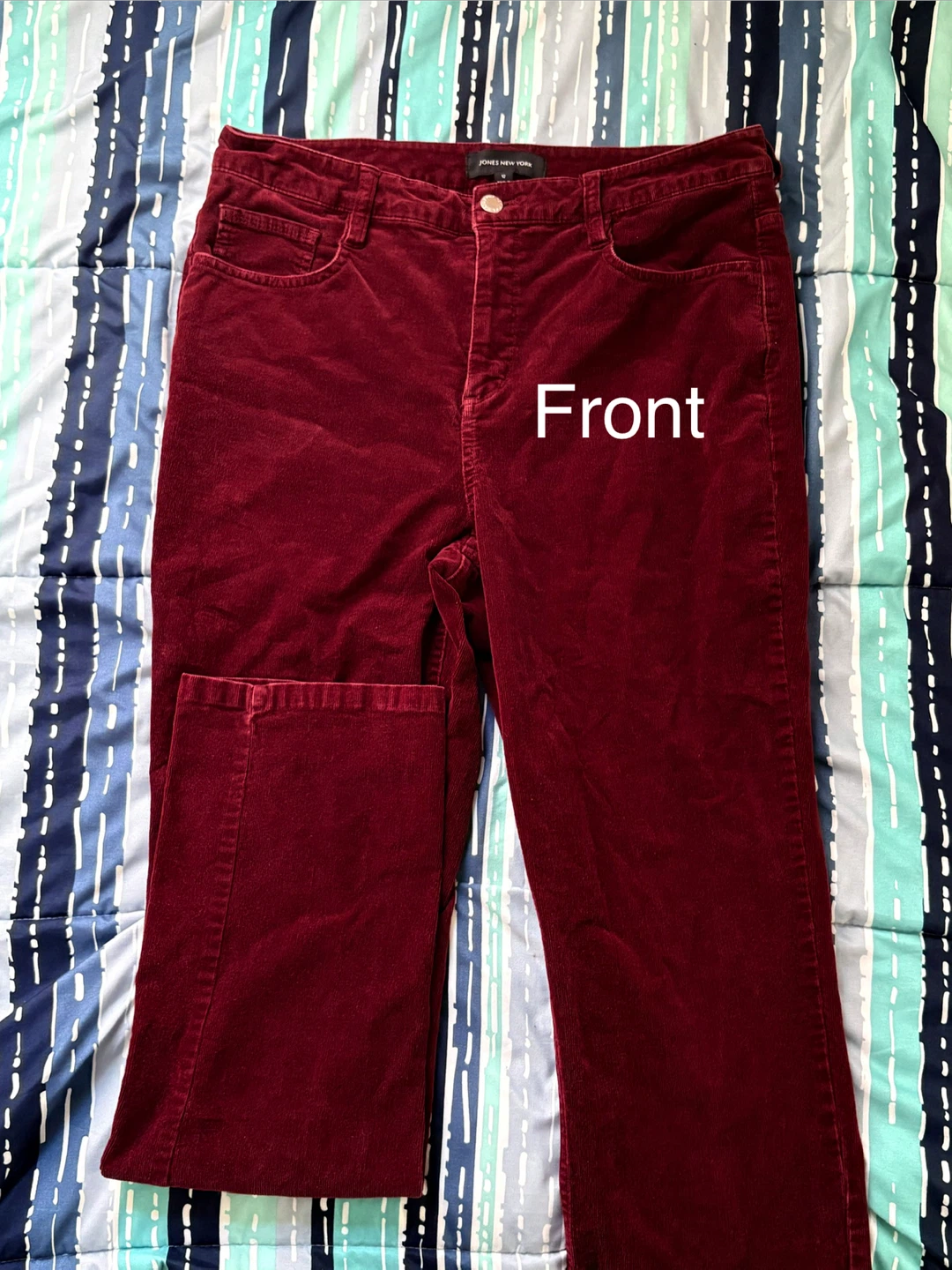 Maroon Straight Leg Corduroy Pants