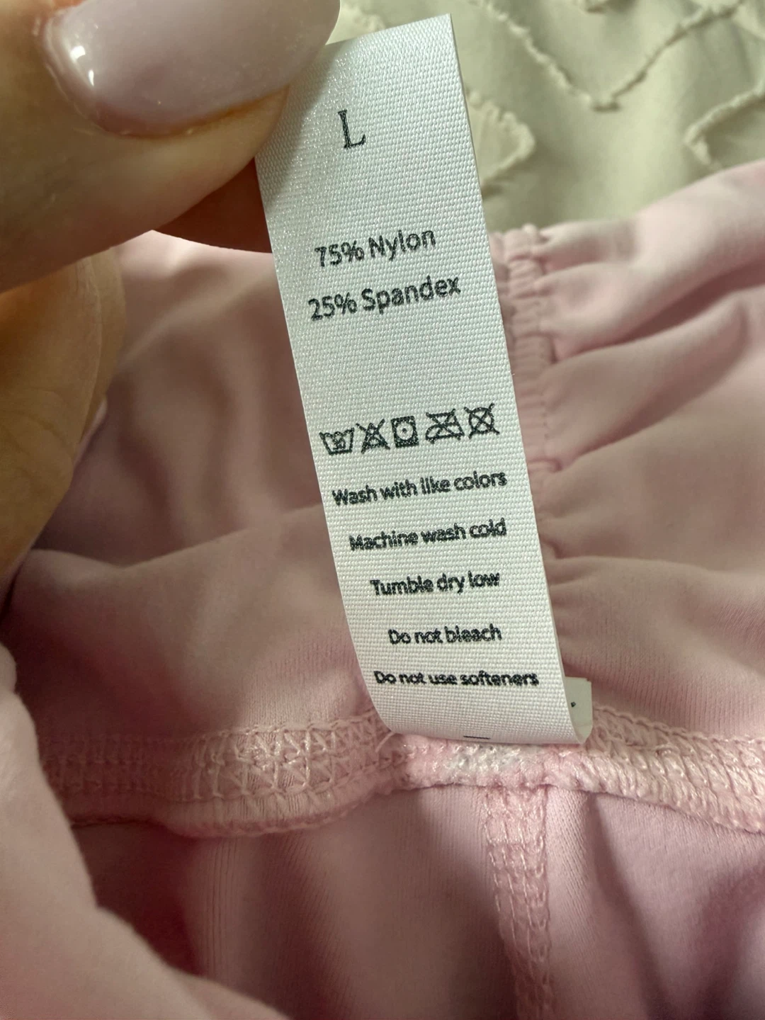 Pink Ribbed Flare Leggings and Sports Bra Set - Size L - photo 5