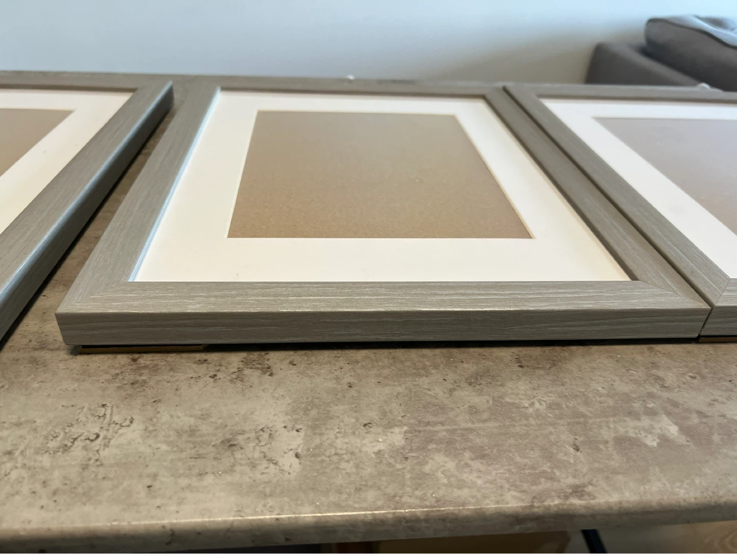 Set of 3 Grey Picture Frames with White Matting - photo 4