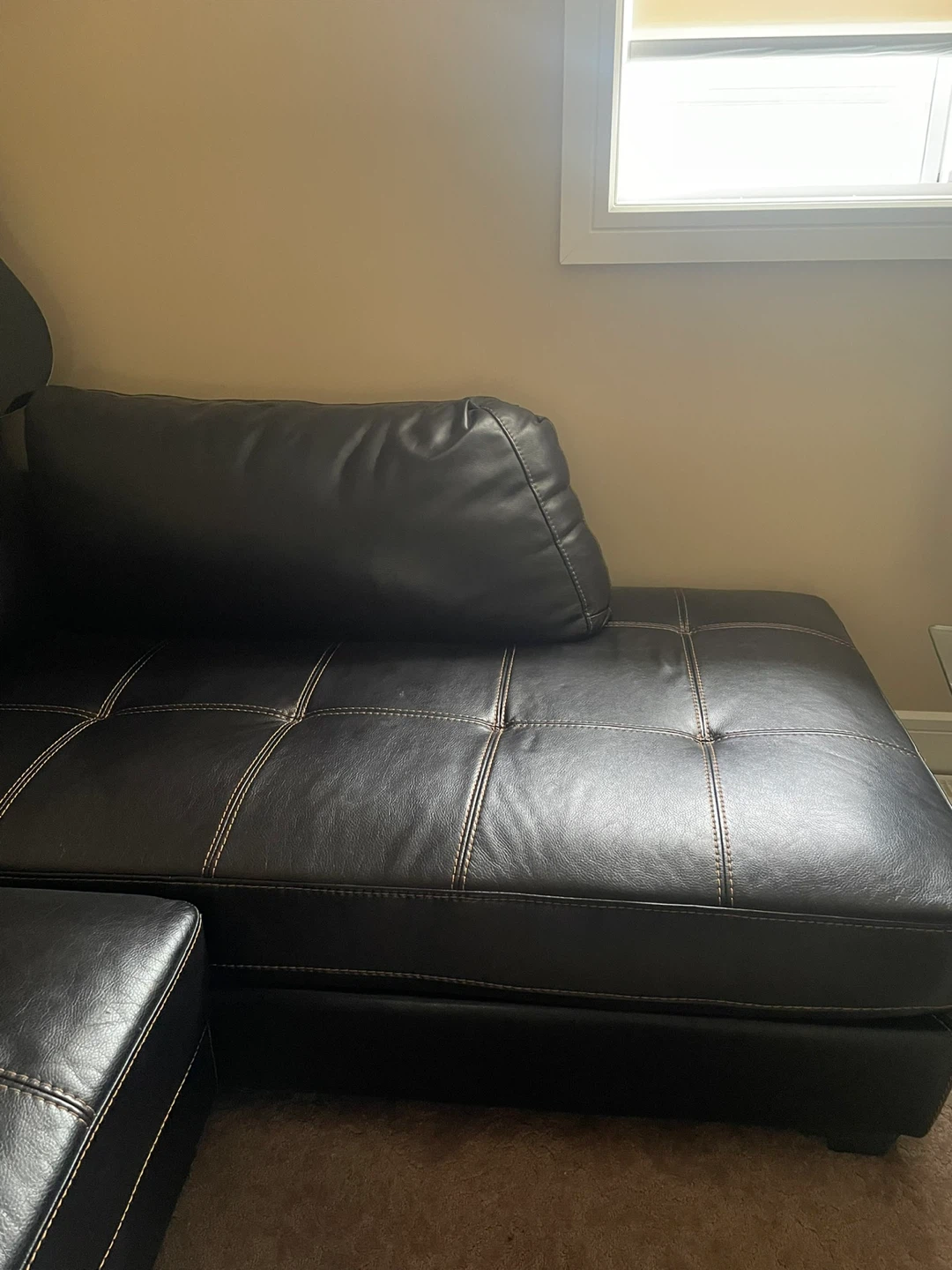 Black Faux Leather Sectional Sofa - photo 3