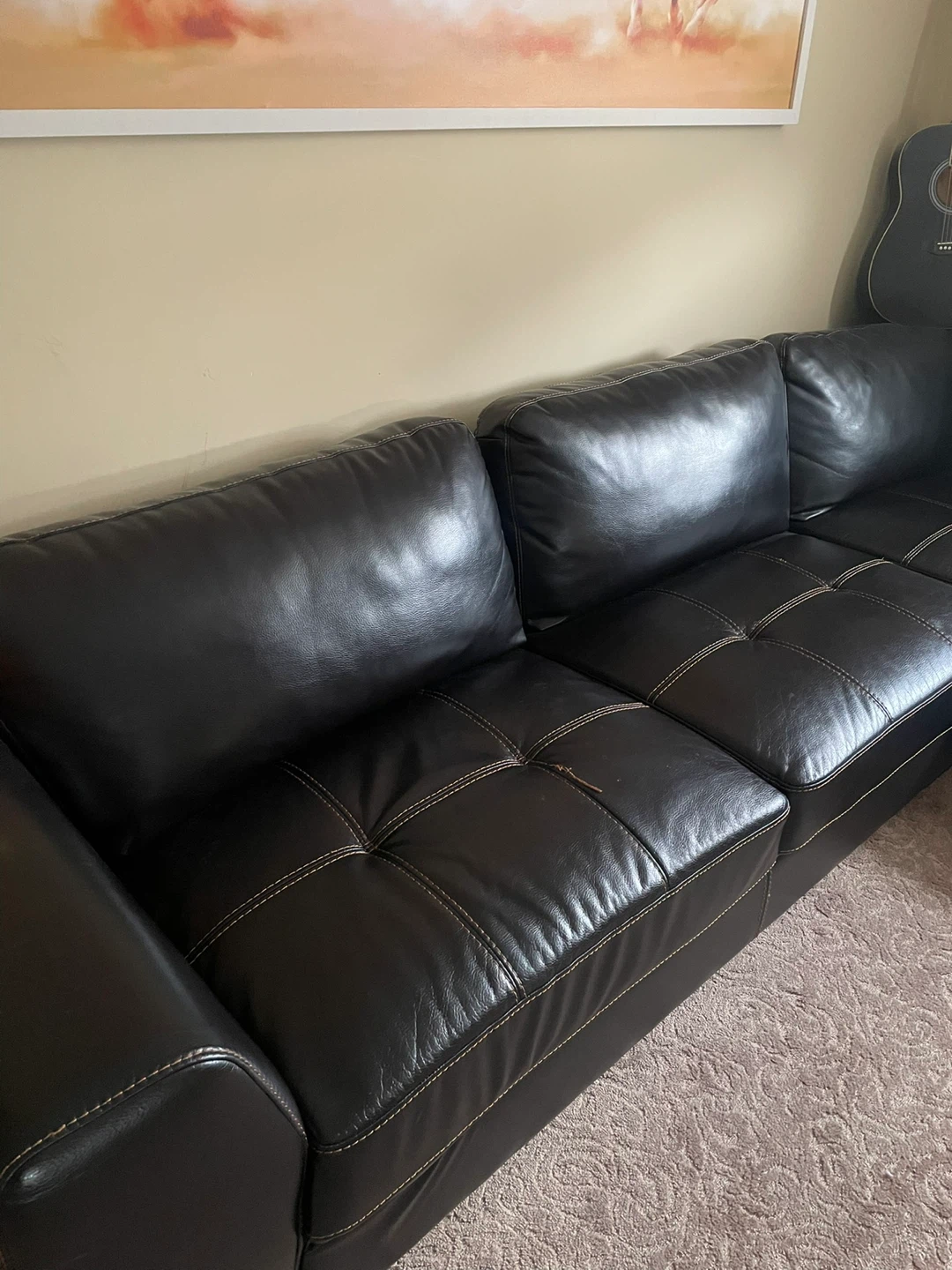 Black Faux Leather Sectional Sofa - photo 4
