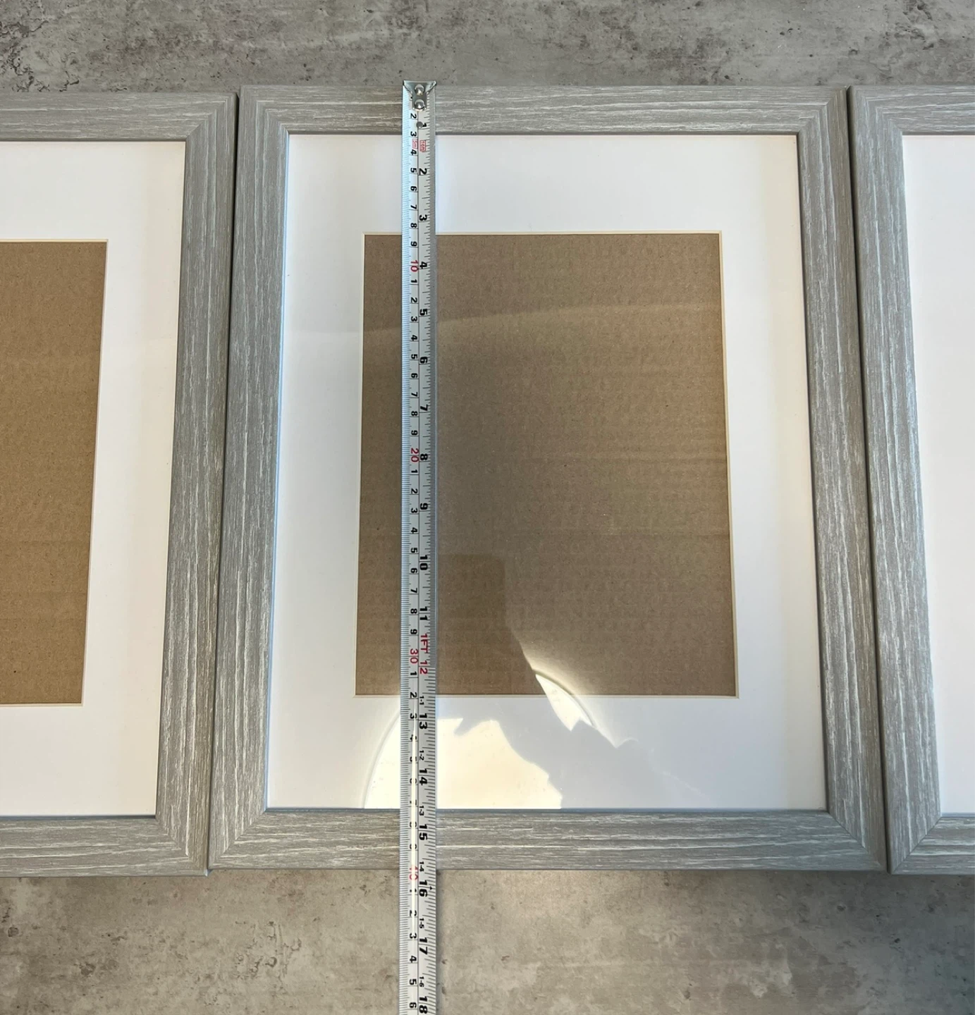 Set of 3 Grey Picture Frames with White Matting - photo 2