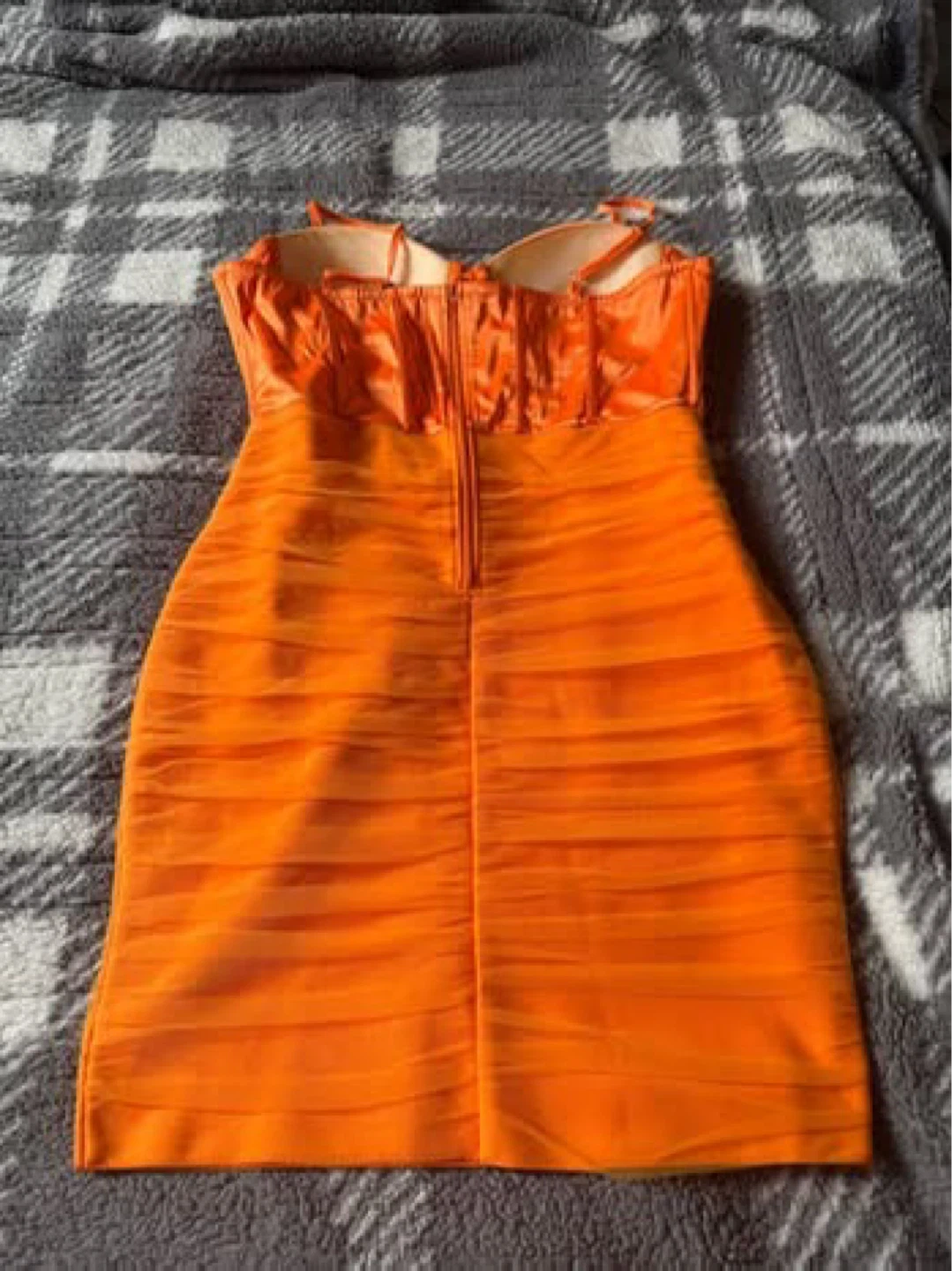 Orange Ruched Bodycon Mini Dress - photo 2