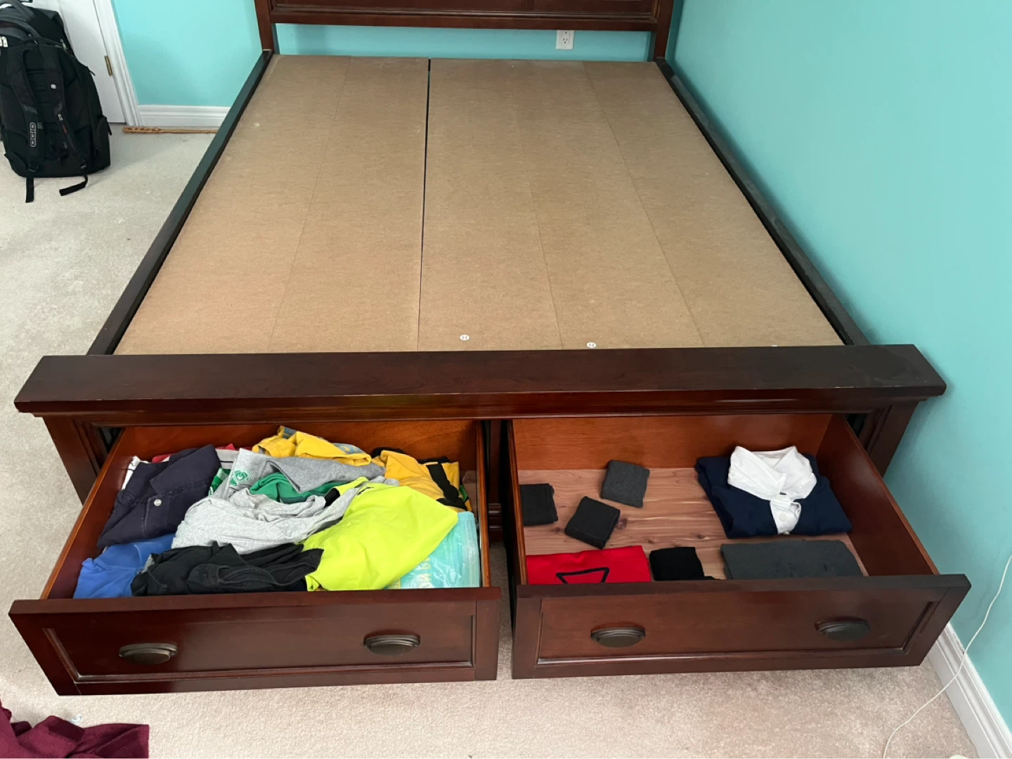 Dark Wood Storage Bed Frame with Drawers - photo 3