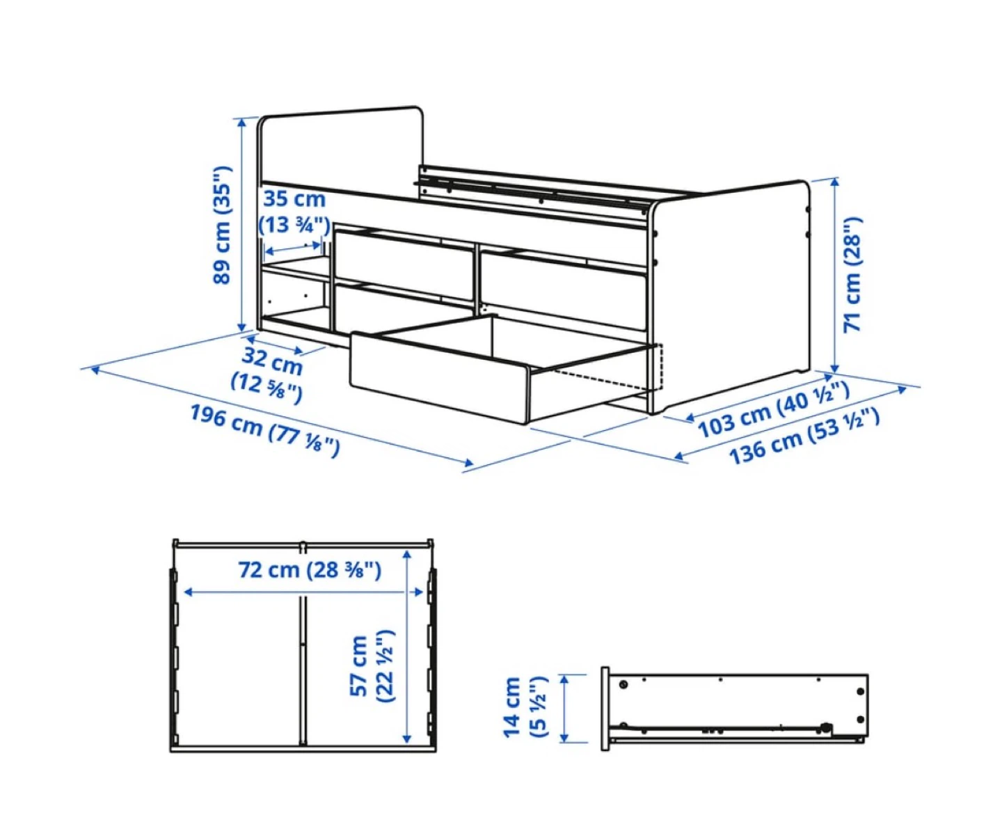 IKEA SLAKT Bed Frame with Storage - photo 2