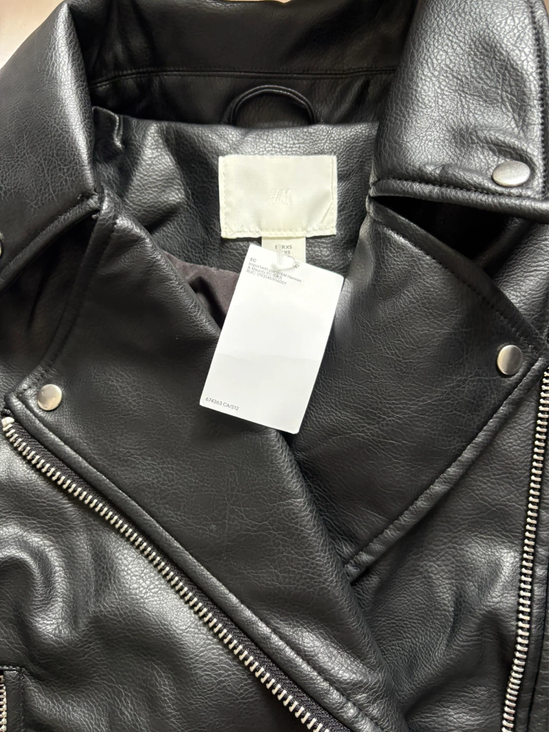 H&M Black Faux Leather Moto Jacket - photo 2