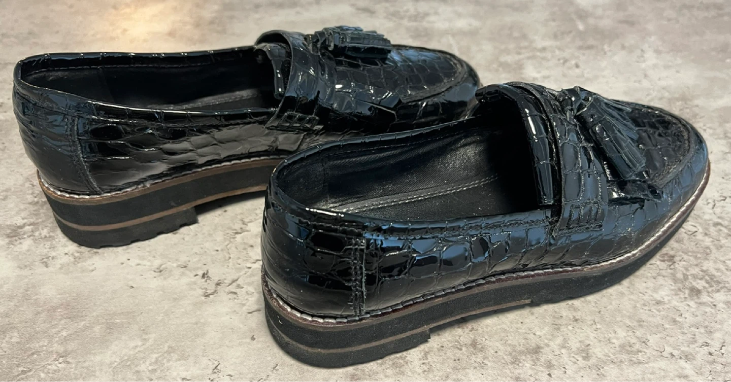 Black Chunky Fringed Leather Loafers - photo 2