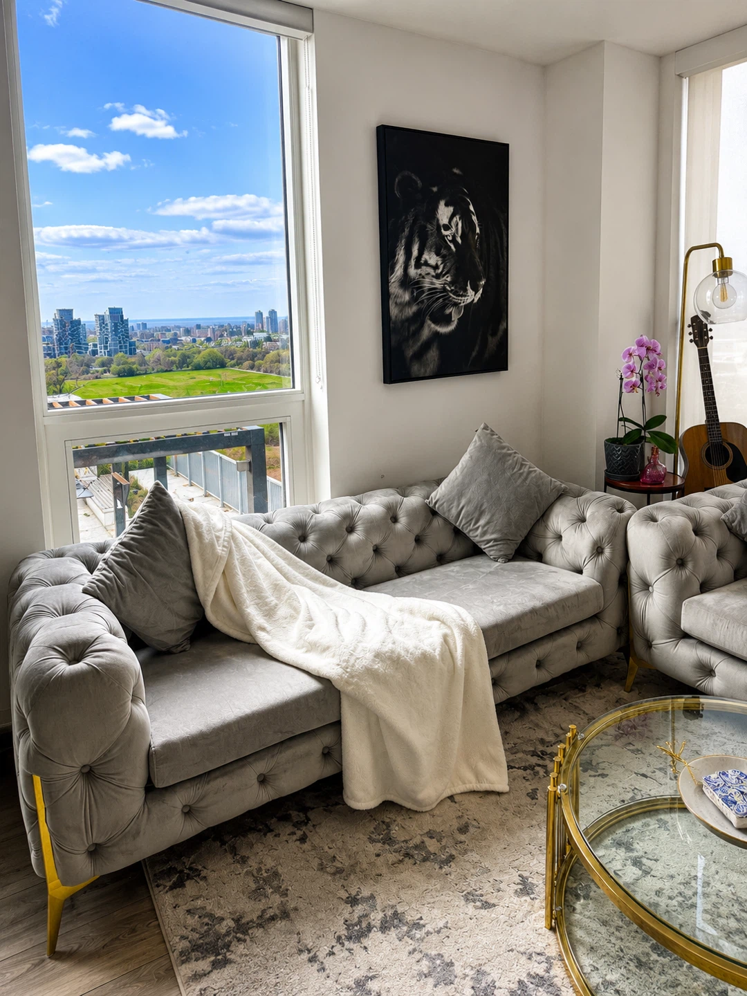 Grey Tufted Sofa and Love seat - photo 3