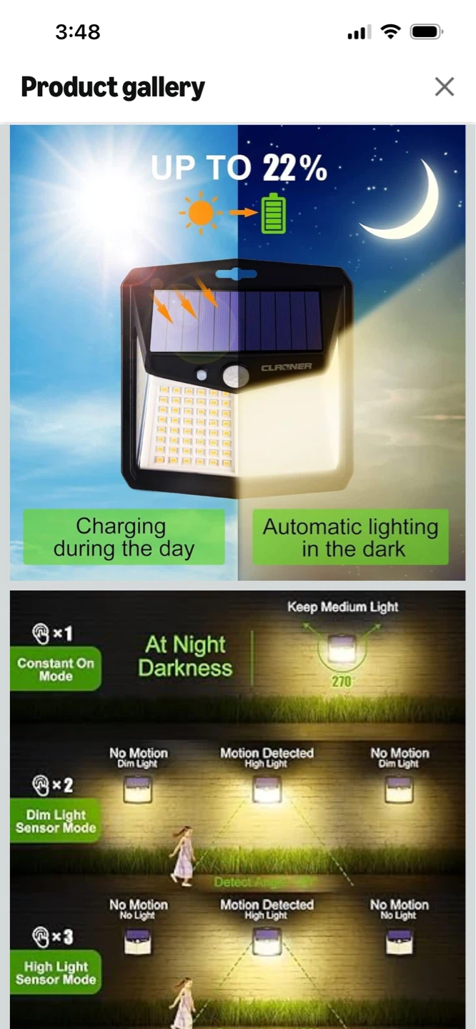New-CLAONER Solar Motion Sensor Lights (4 Pack) - photo 2