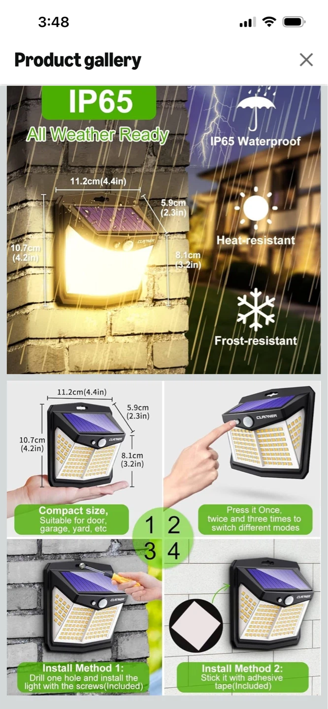 New-CLAONER Solar Motion Sensor Lights (4 Pack)