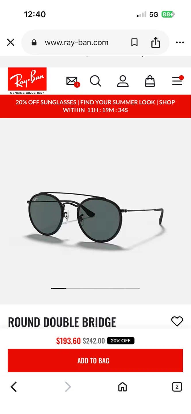 Ray-Ban Round Double Bridge Sunglasses