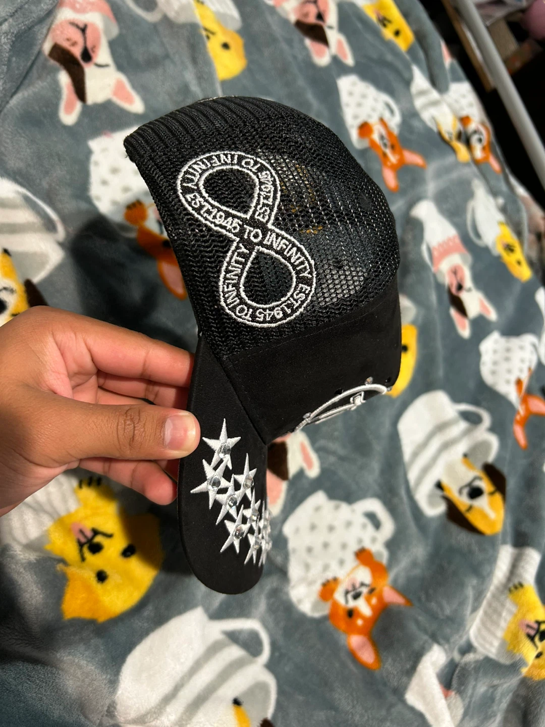 Black Trucker Hat with Stars and 777 Design - photo 5