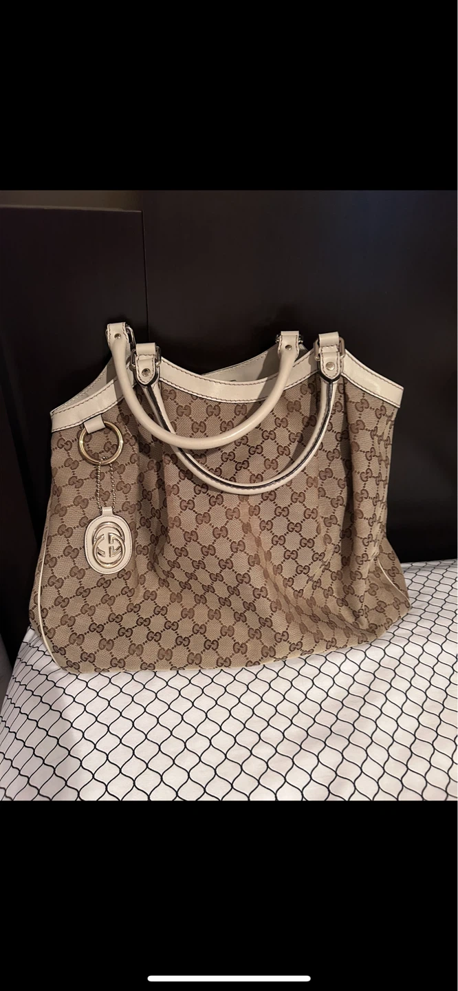 Gucci Monogram Canvas Tote Bag with Leather Trim - photo 2