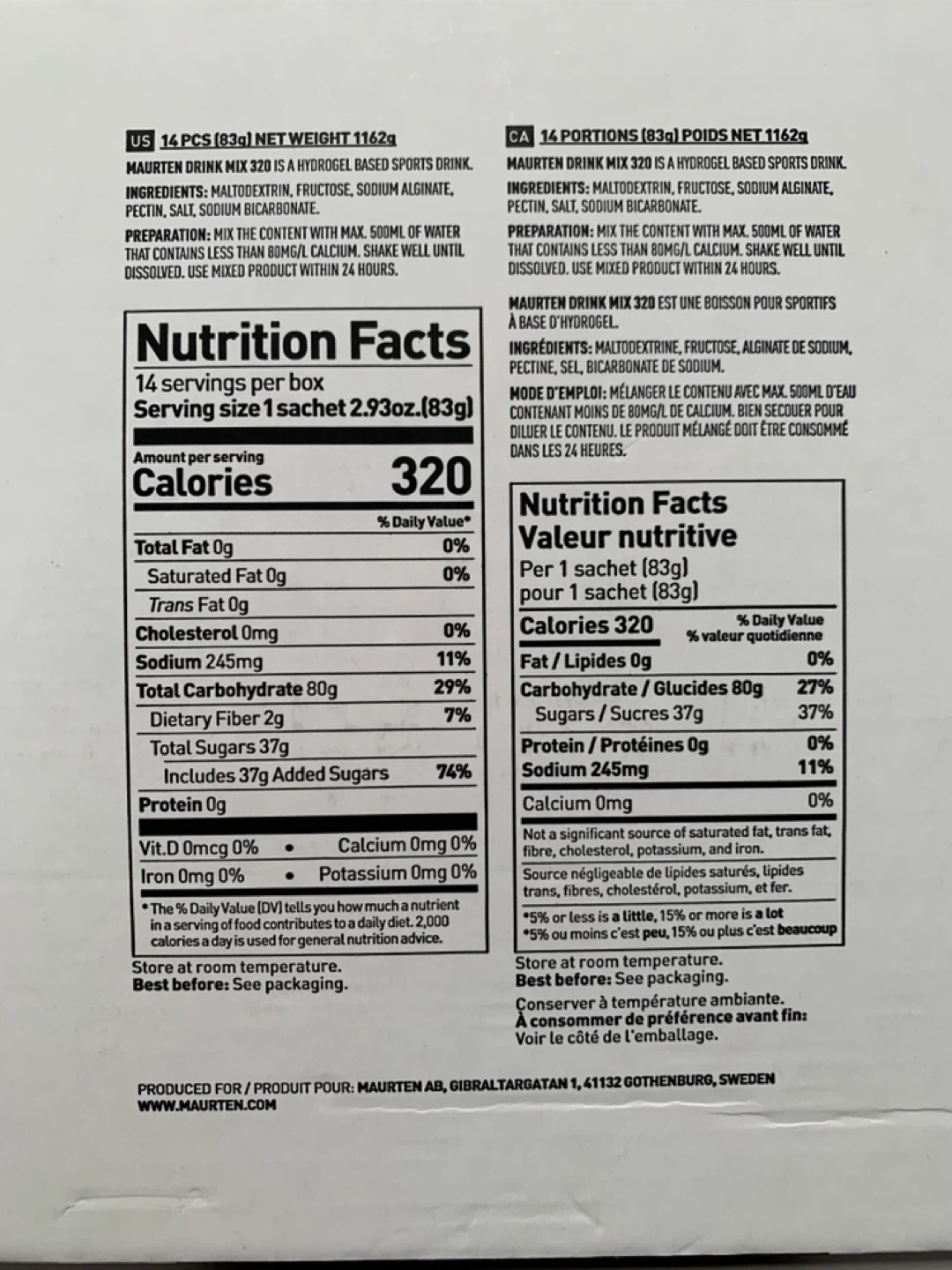 Maurten Drink Mix 320 Box 14 Servings Energy Sports Nutrition - photo 3