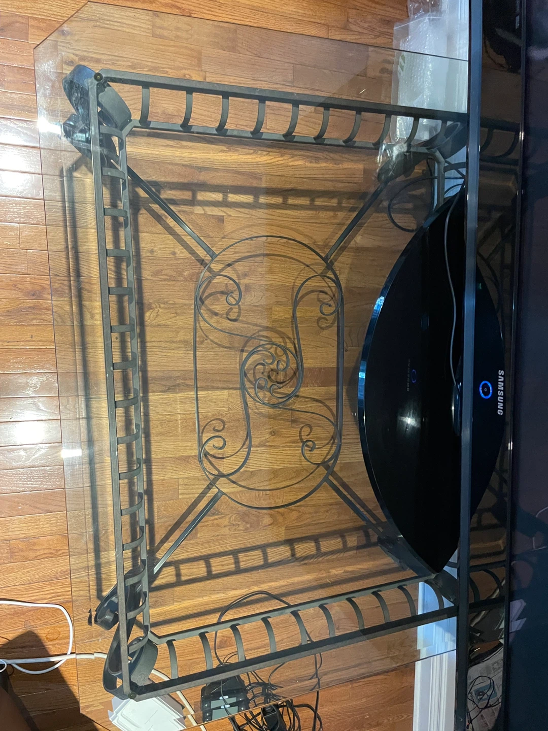 Glass Top Coffee Table with Metal Frame