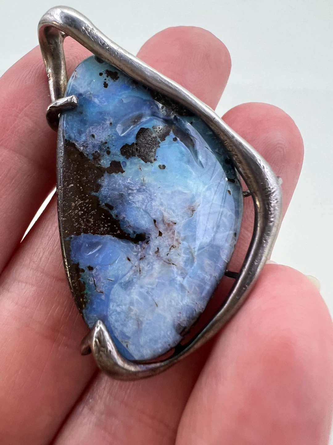 Sterling Silver and Boulder Opal Pendant - photo 2