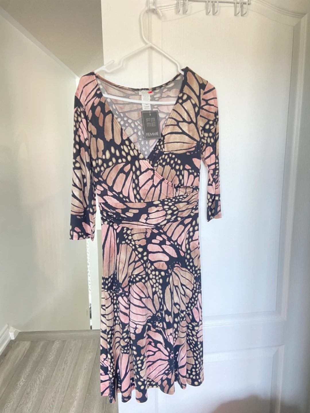 Touch 9 Butterfly Print Dress - Black Multi - Size Medium