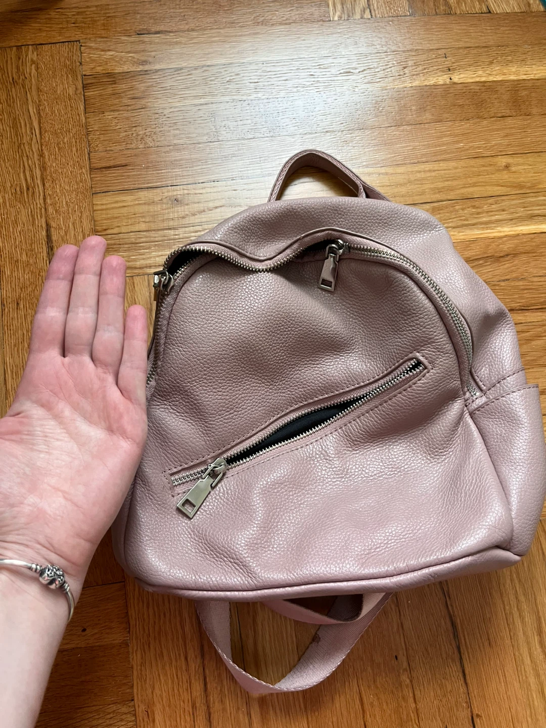 Pink Genuine Leather Mini Backpack