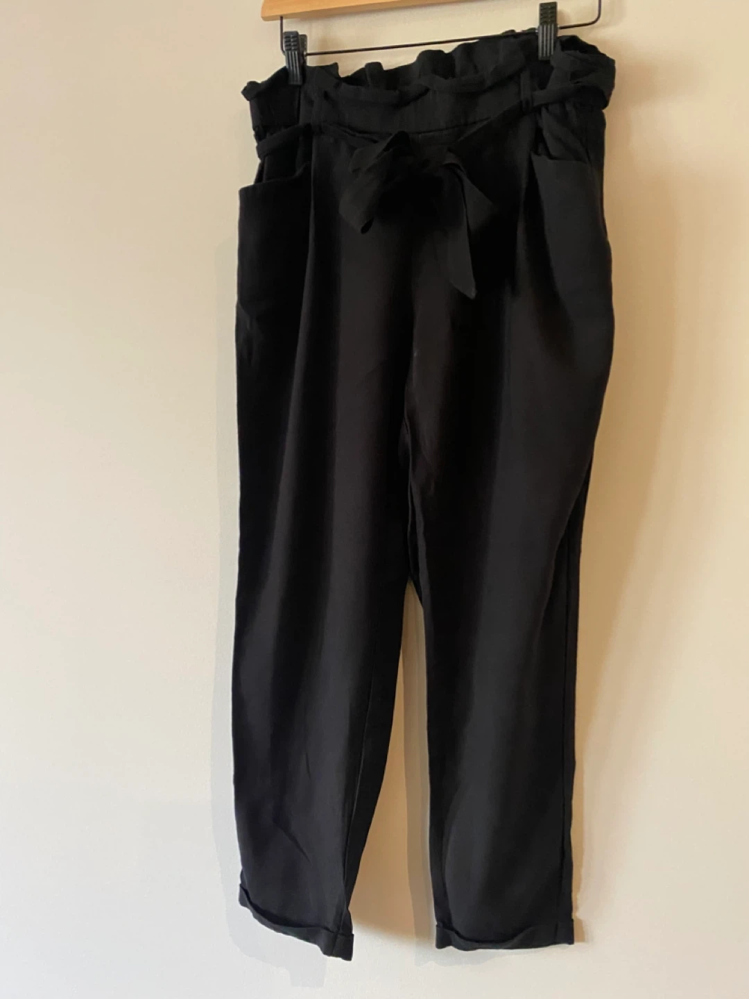 Zara Black Paperbag Waist Pants with Tie
