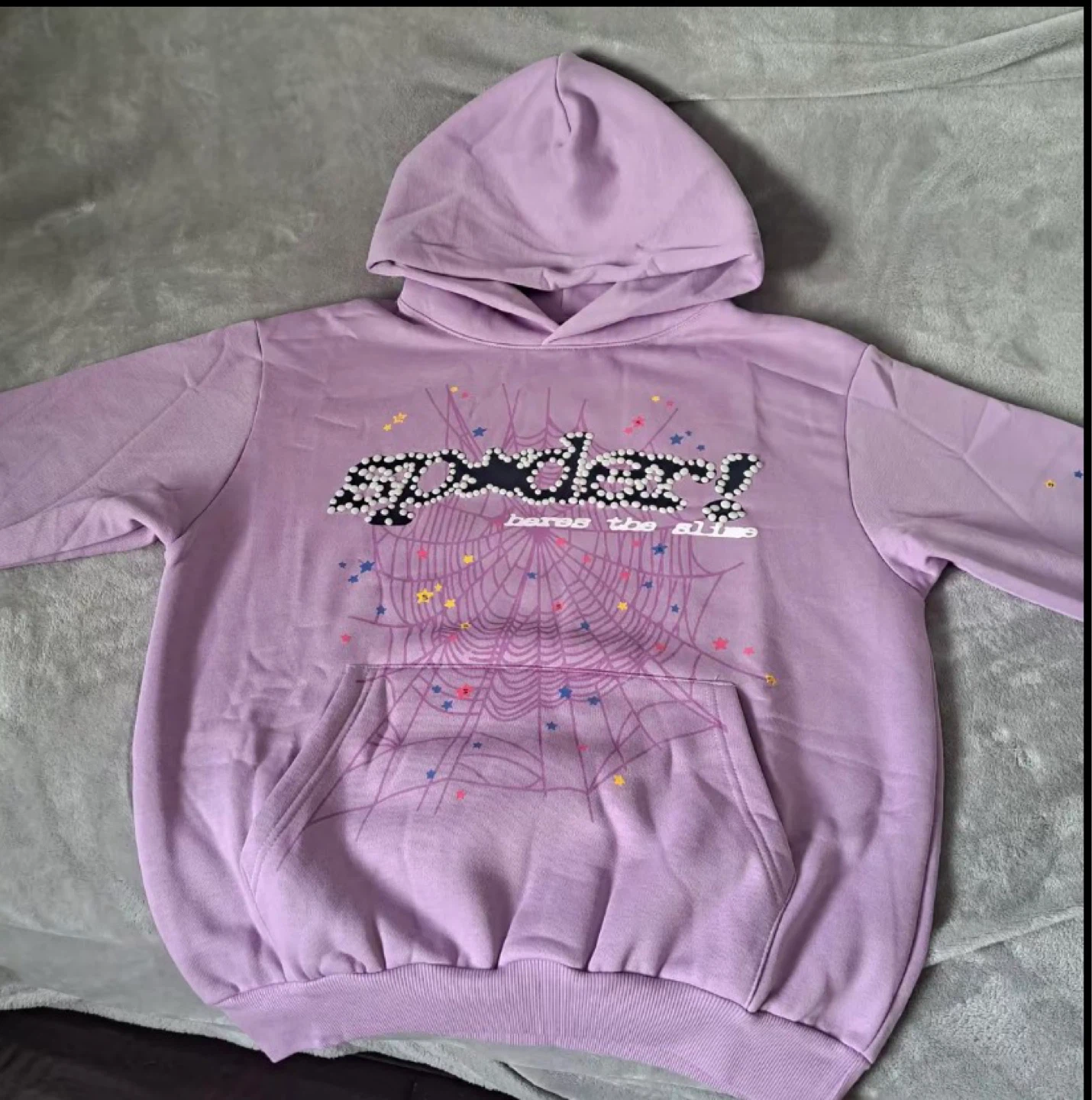 Sp5der Hoodie Lavender Spiderweb Graphic Size S