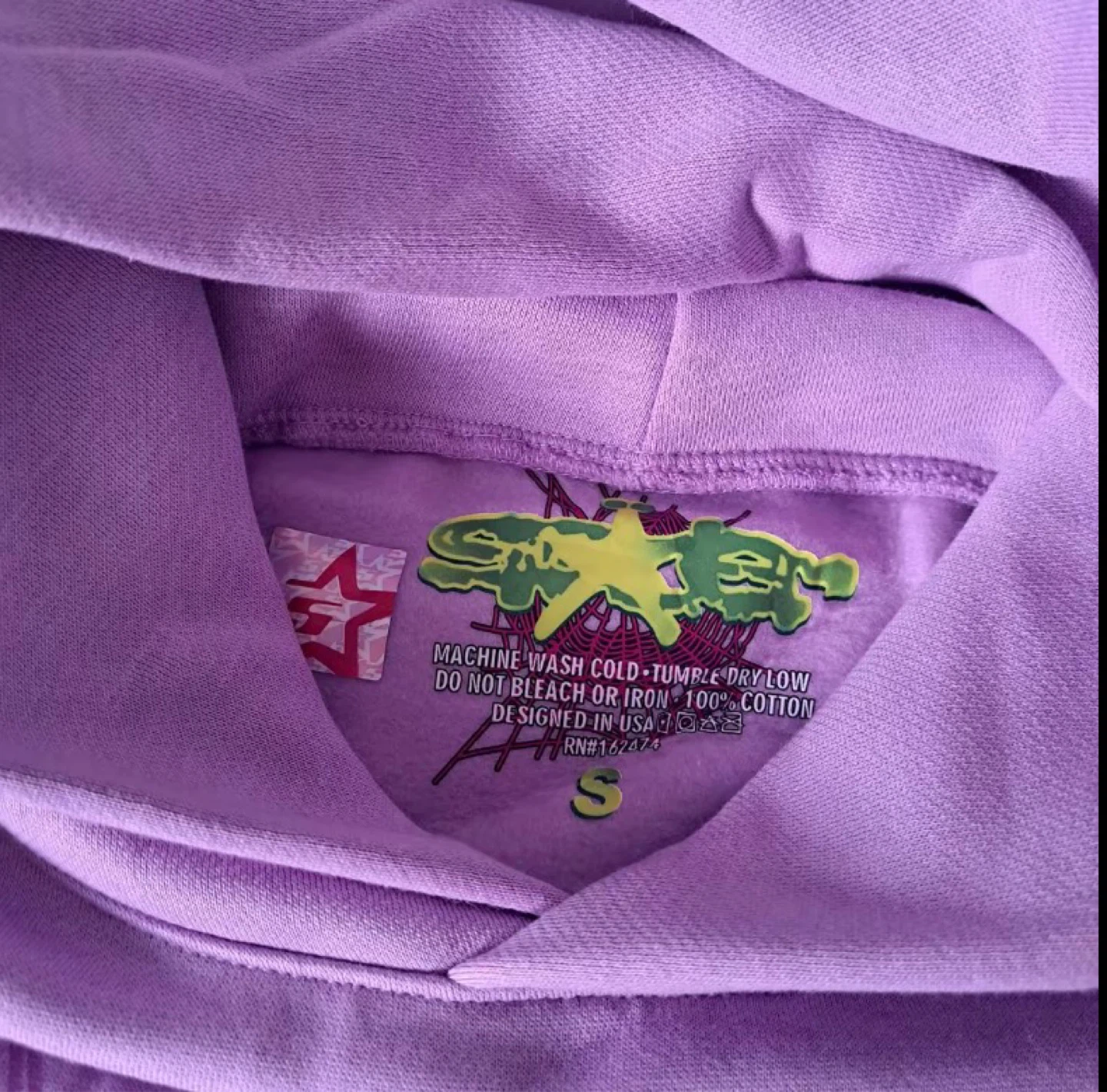 Sp5der Hoodie Lavender Spiderweb Graphic Size S - photo 2