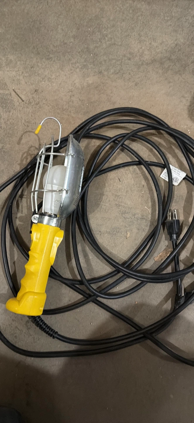 Yellow Handle Work Light with Cage and Cord