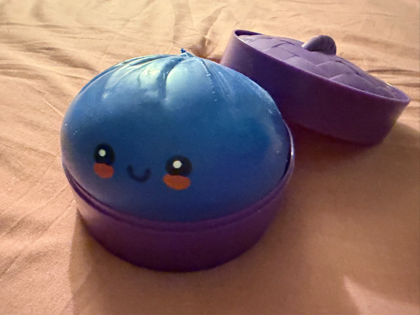 Blueberry Dumpling Squishy Toy with Purple Container