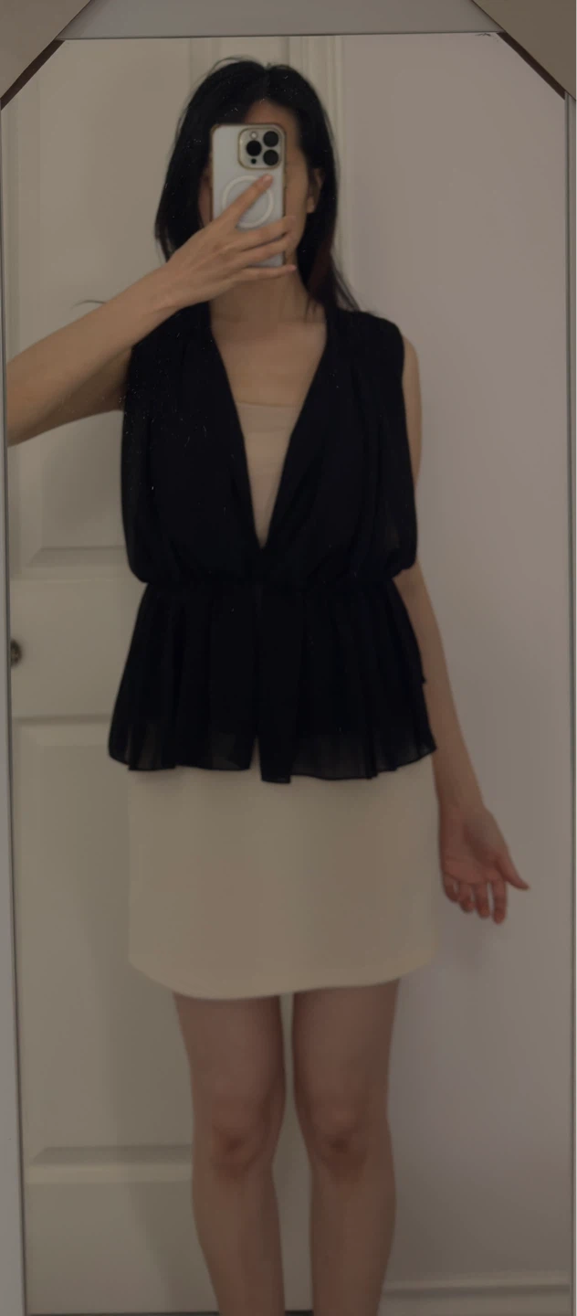 Black and Cream Peplum Dress