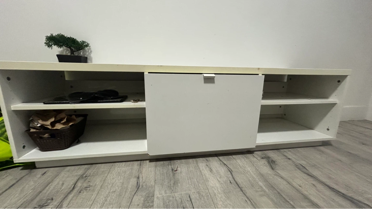 White TV Stand with Storage