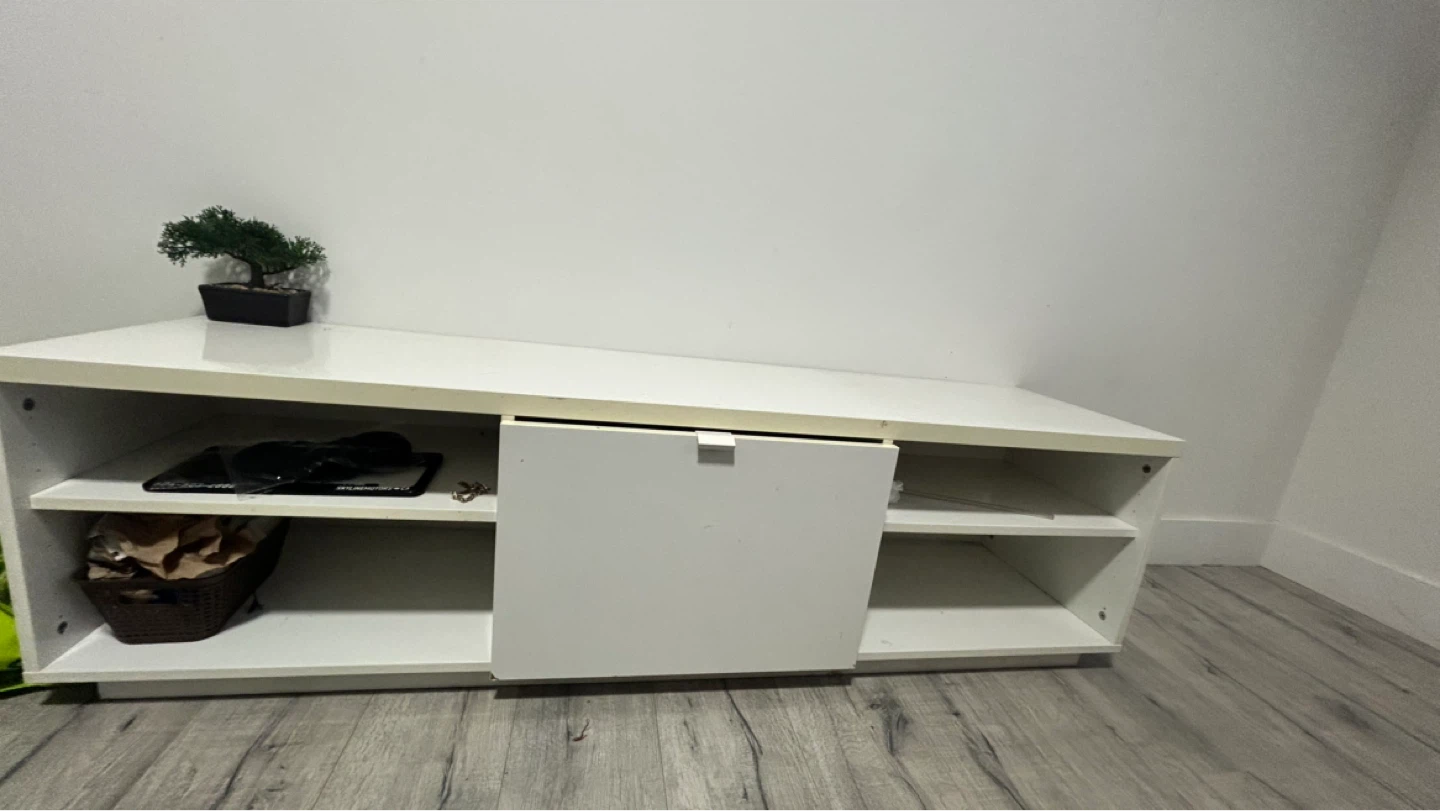 White TV Stand with Storage - photo 3