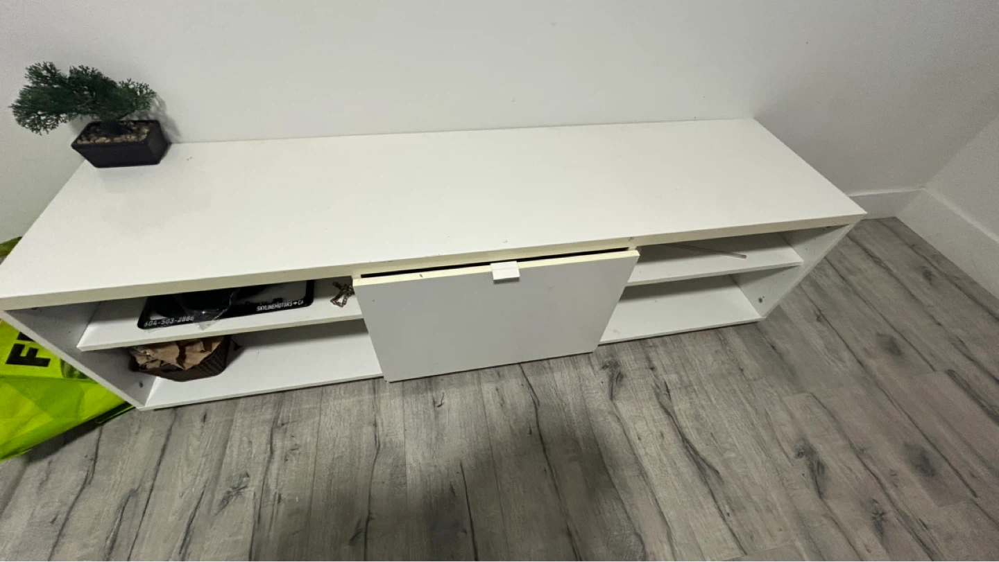 White TV Stand with Storage - photo 2