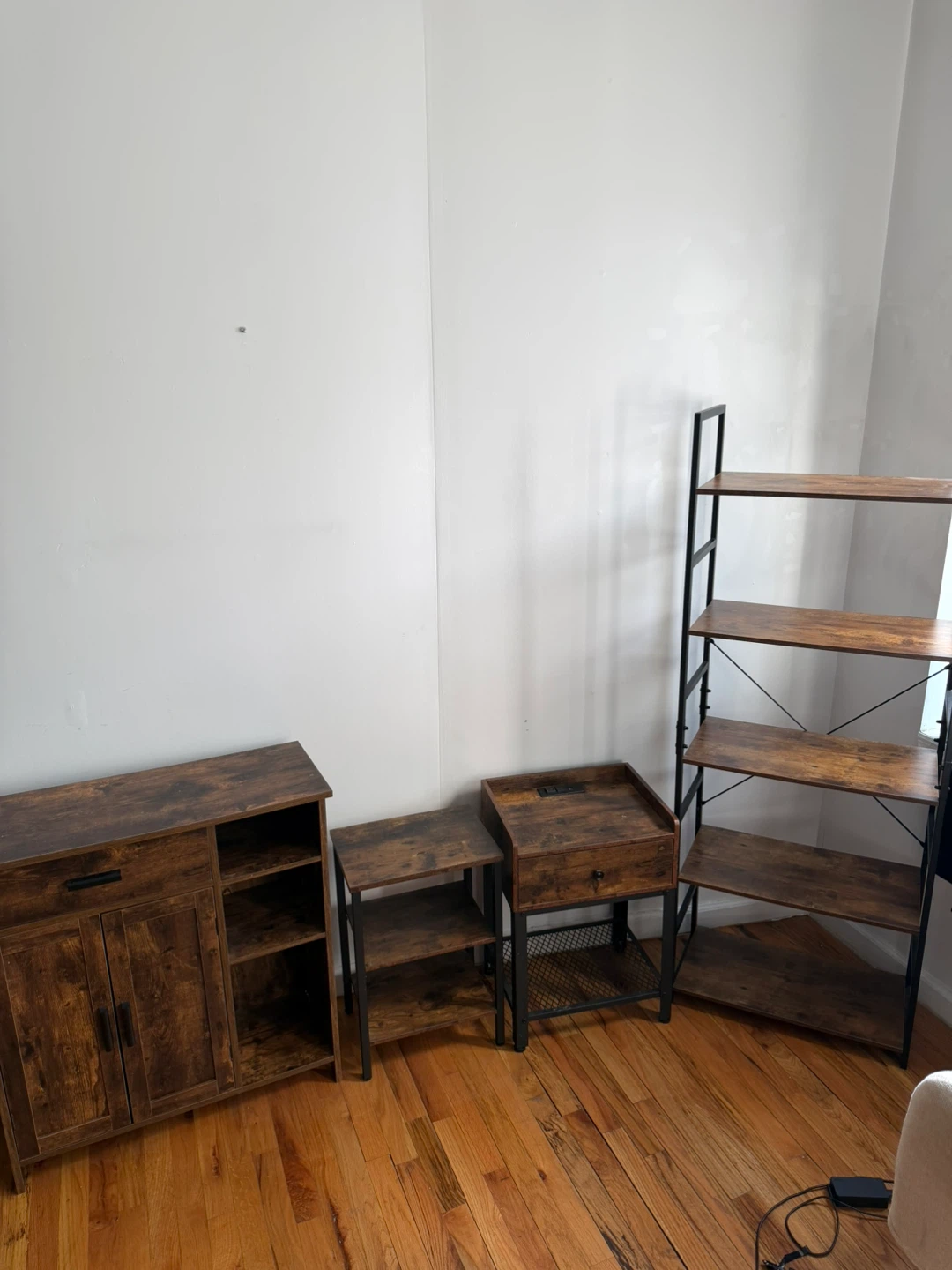 Rustic Brown Storage Cabinet, End Table, and Bookshelf Set - photo 2