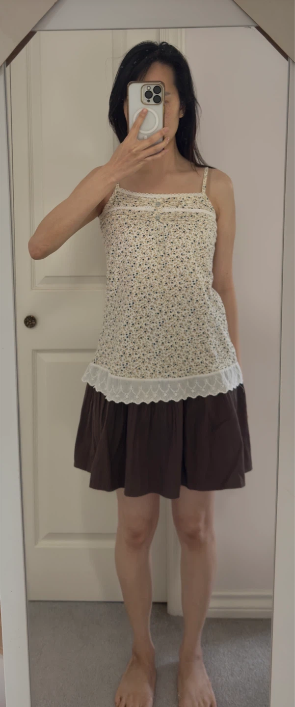 Floral Cami Dress with Brown Skirt