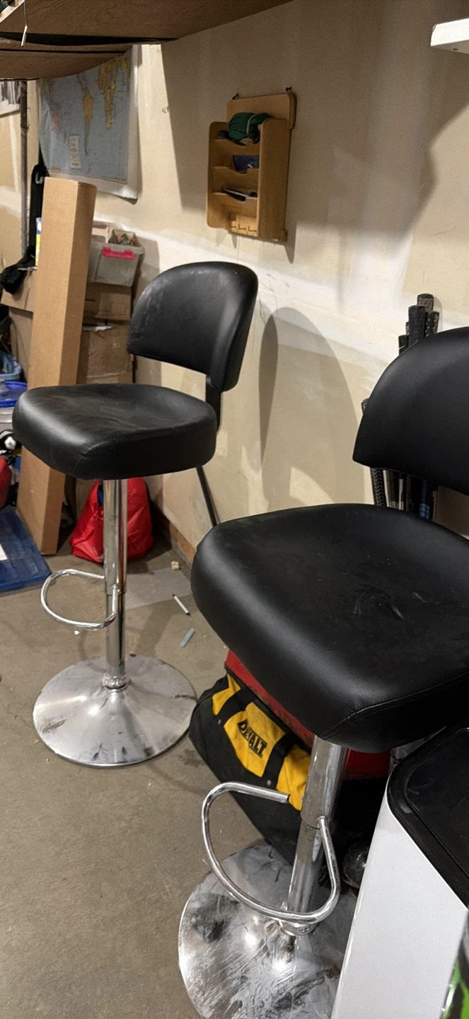Set of 2 Black Adjustable Bar Stools