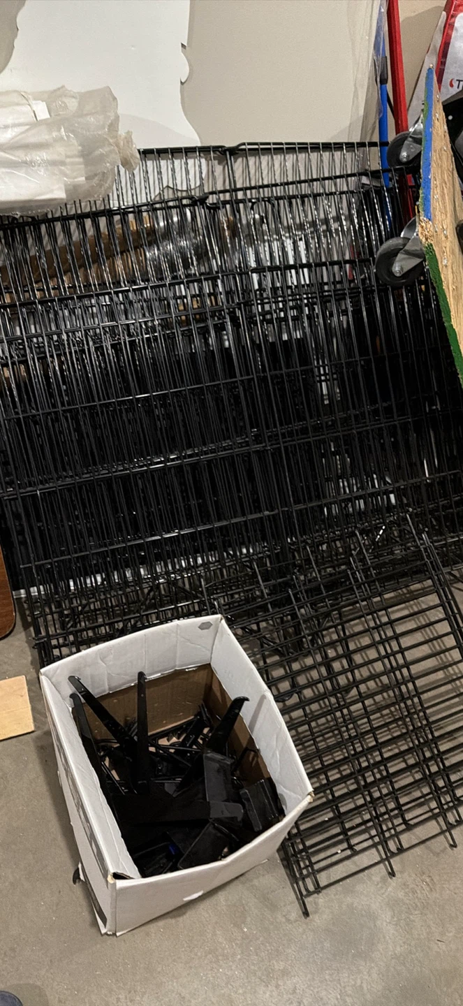 Black Metal Wire Grid Panels and Connectors