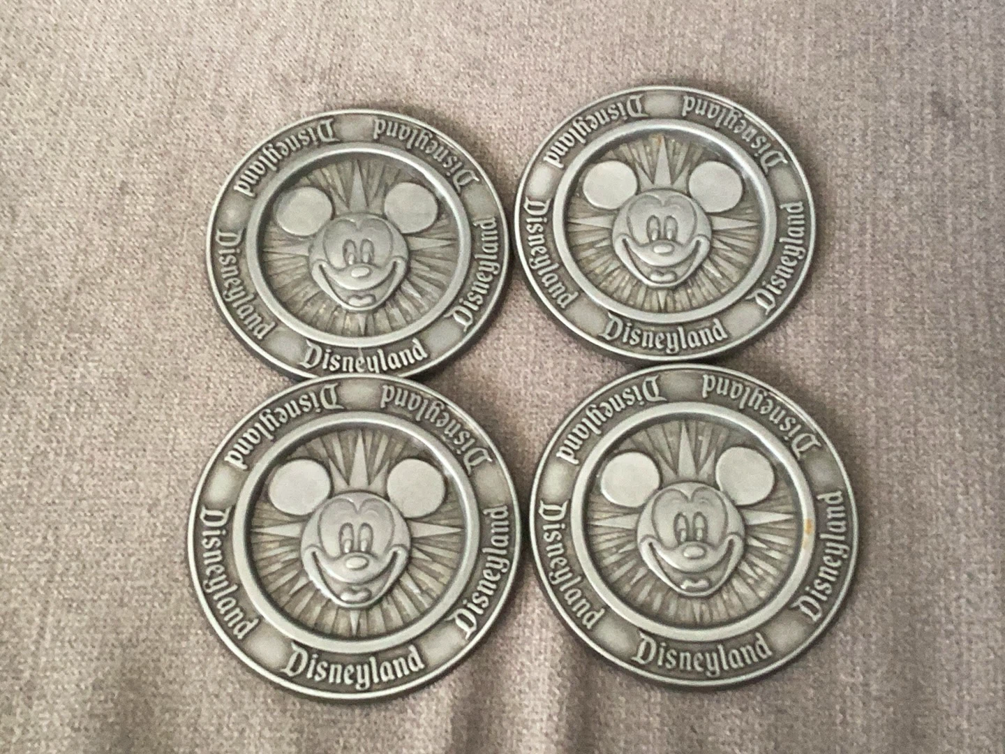 Set of 4 Disneyland Mickey Mouse Metal Coins