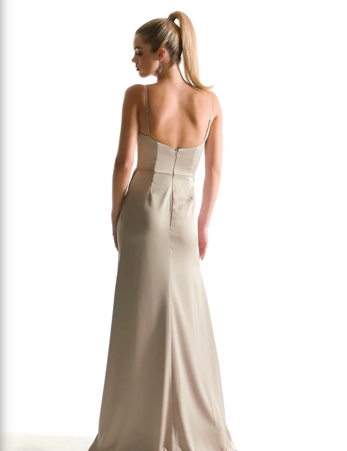 MORI LEE COWL NECK LUXE SATIN DRESS STYLE #21856 LATTE SIZE 8 - photo 3