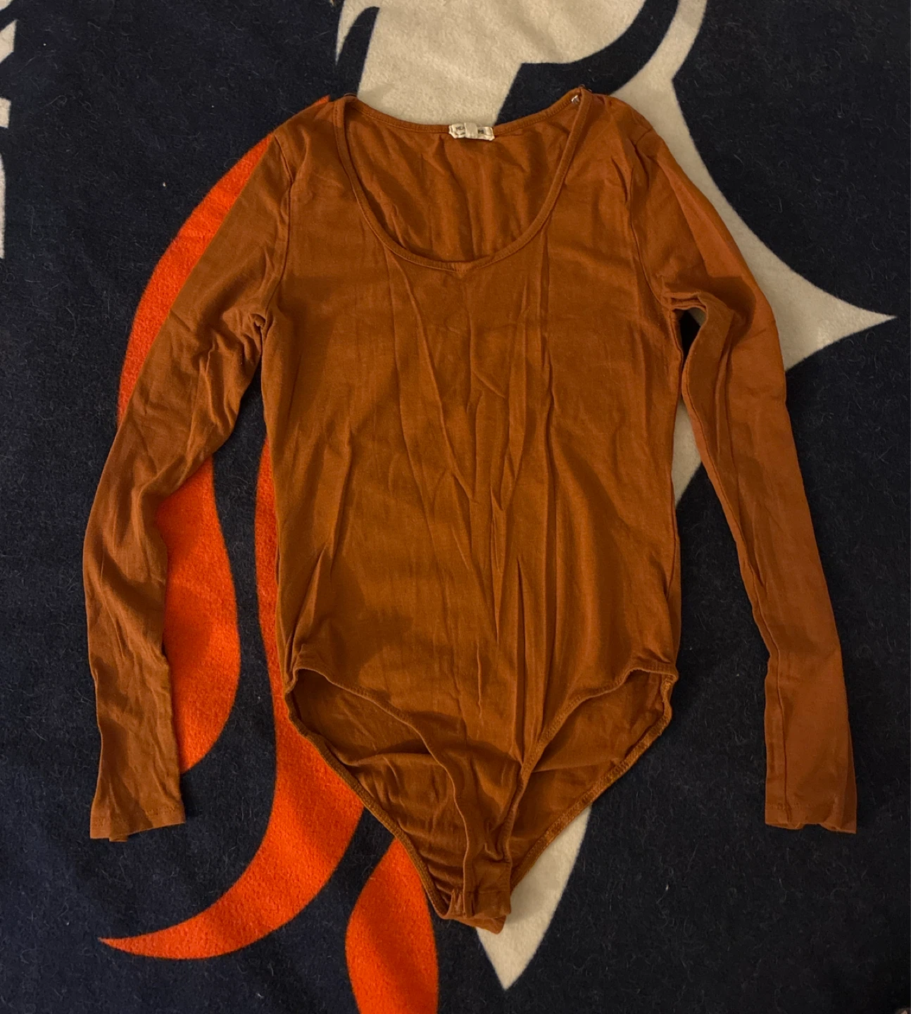 Rust Orange Long Sleeve Bodysuit