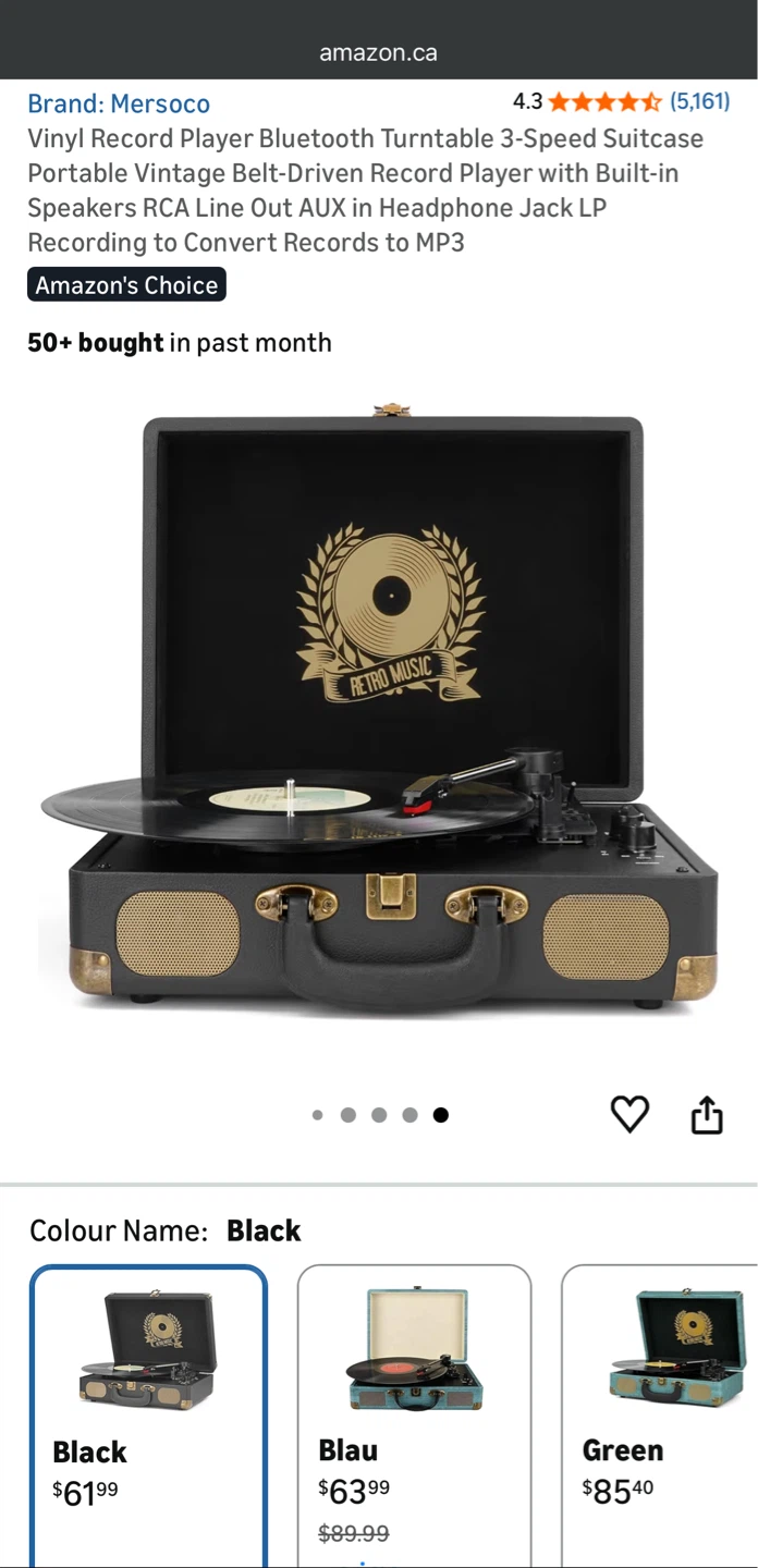 Mersoco Vinyl Record Player Bluetooth Turntable