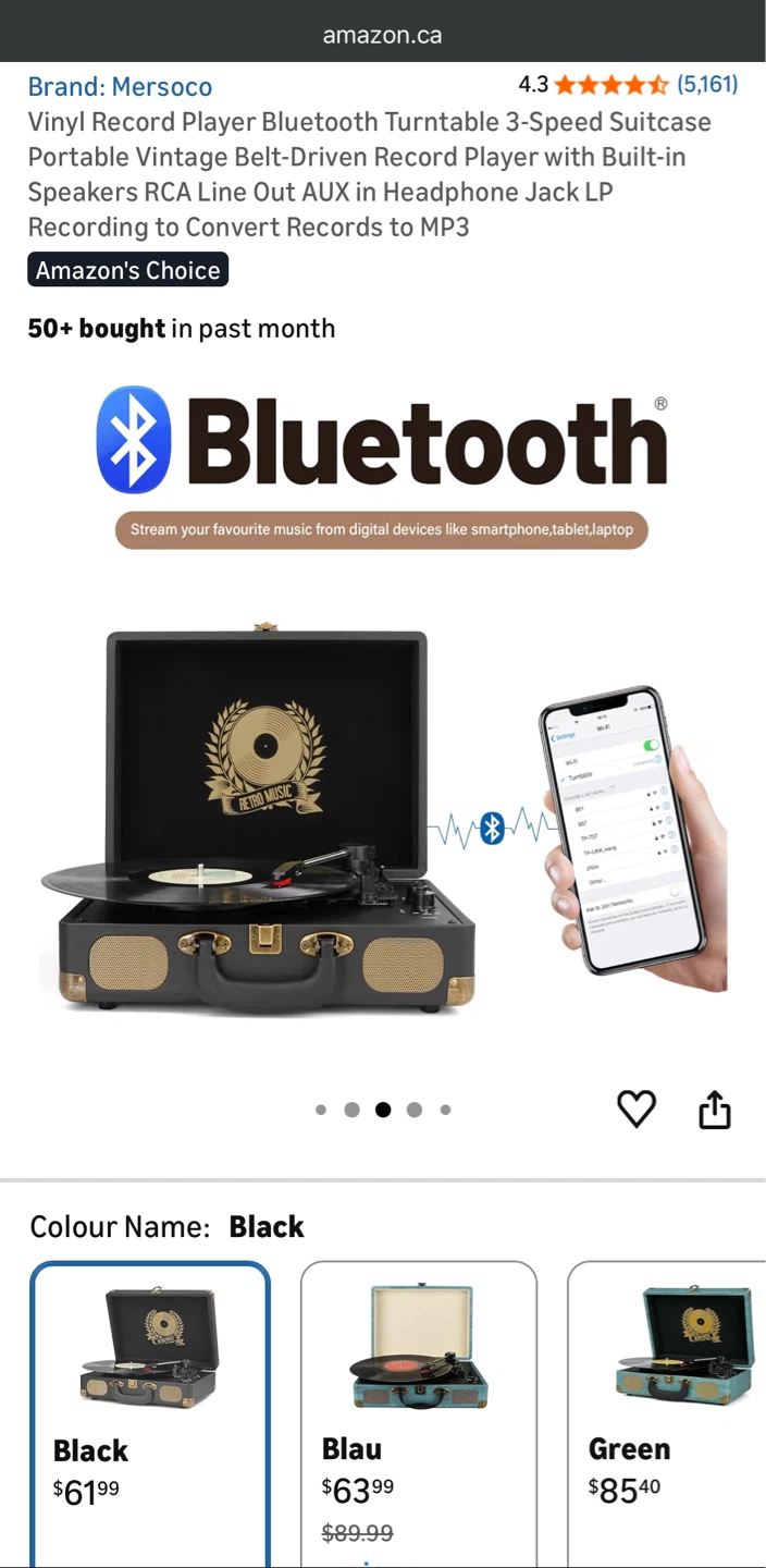 Mersoco Vinyl Record Player Bluetooth Turntable - photo 4