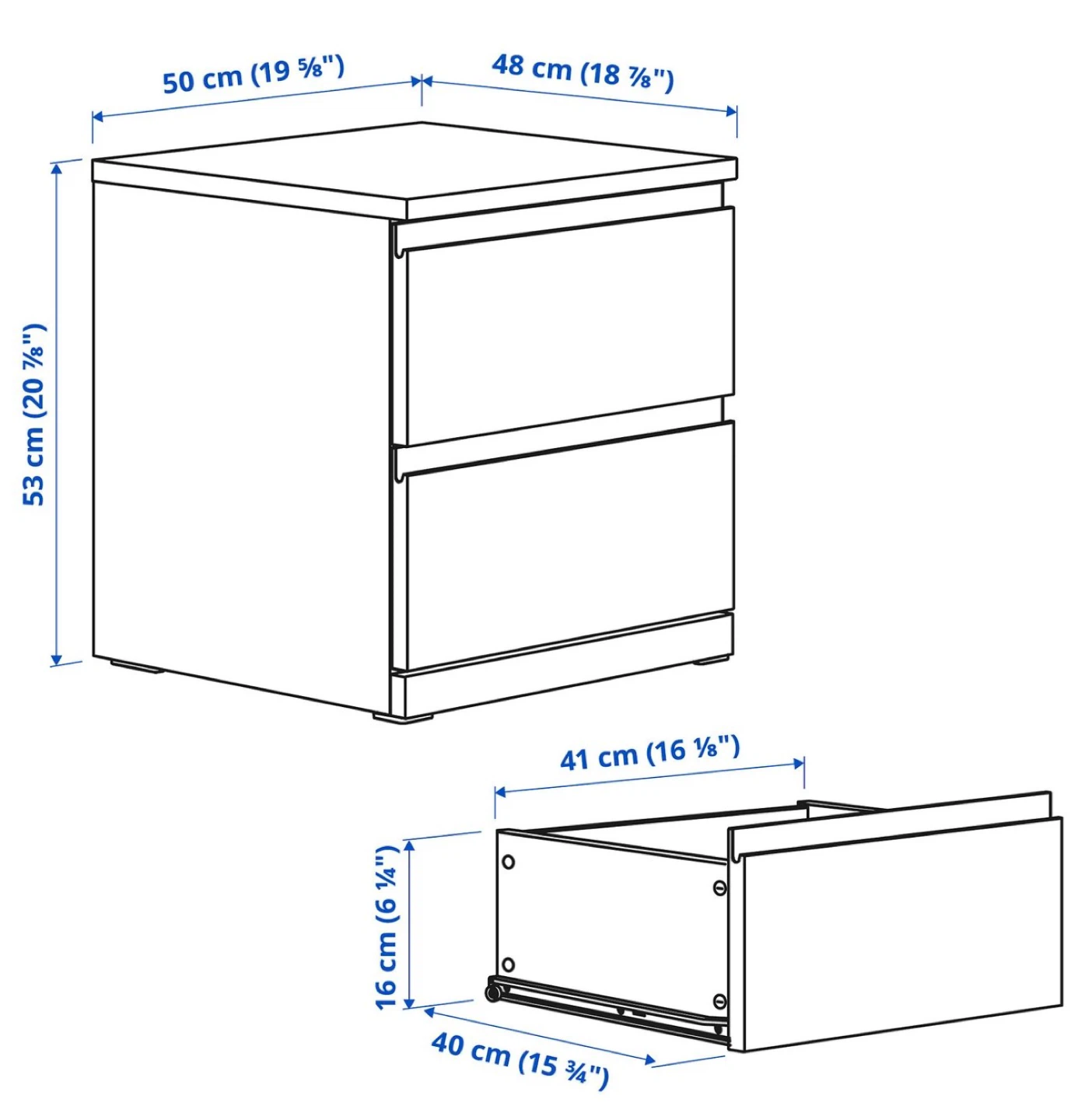 IKEA 2-Drawer night stand - Black - photo 3