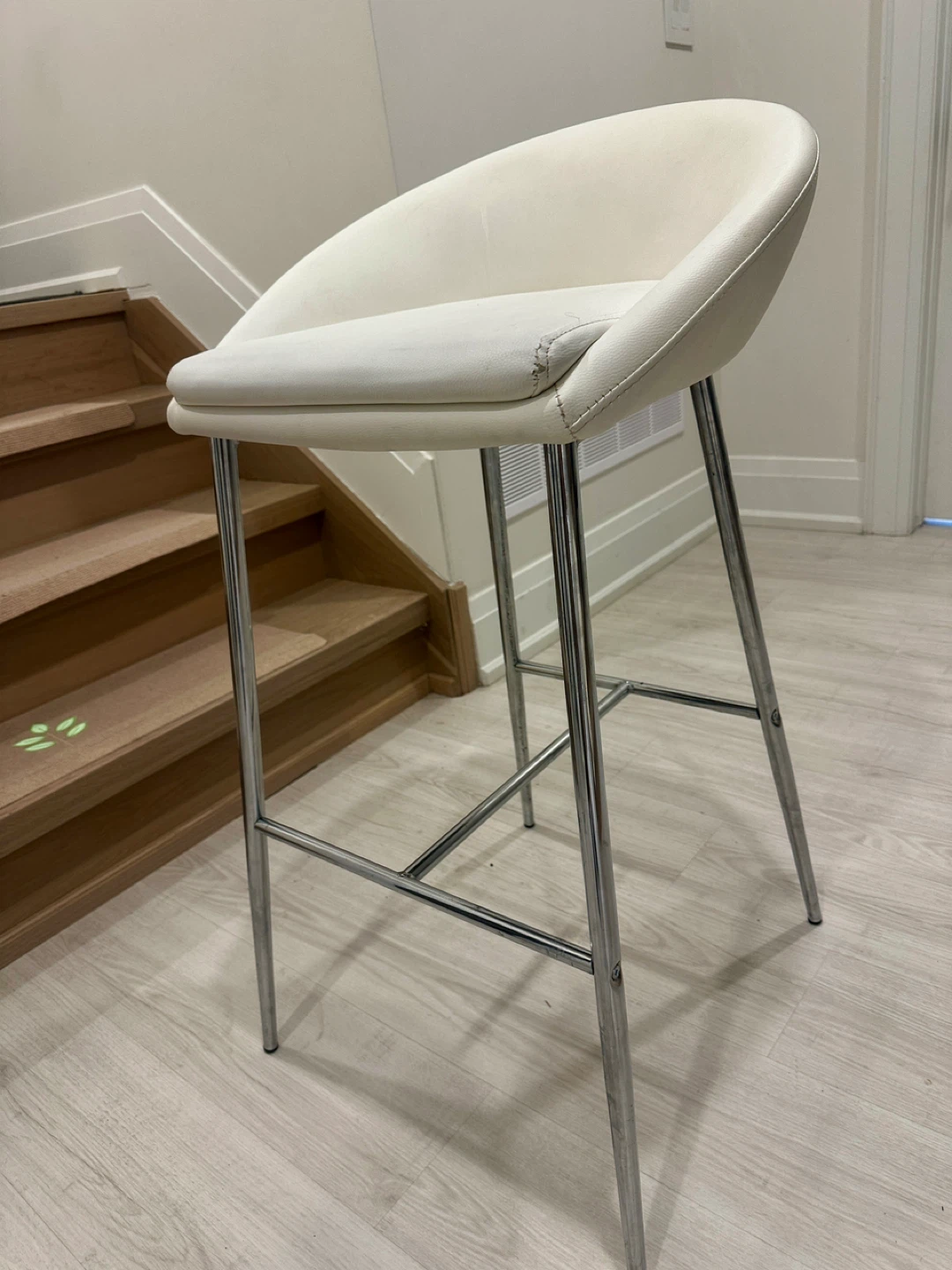 2 White Faux Leather Bar Stool