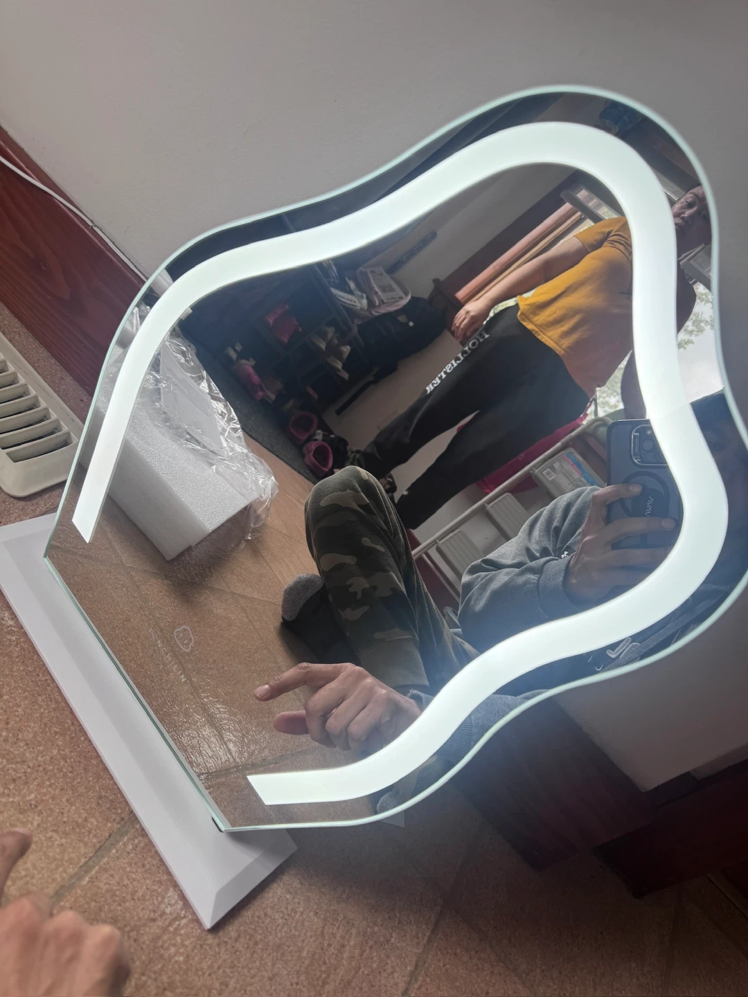 Modern LED Bathroom Mirror with Curved Light