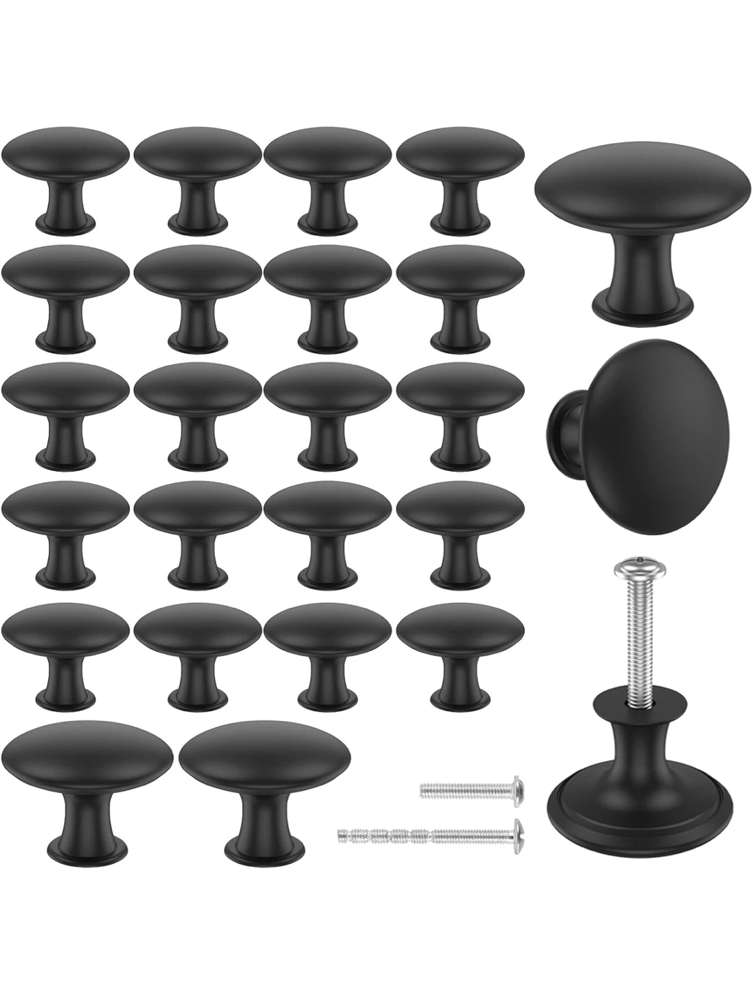 25pcs Black Zinc Alloy Cabinet Knobs