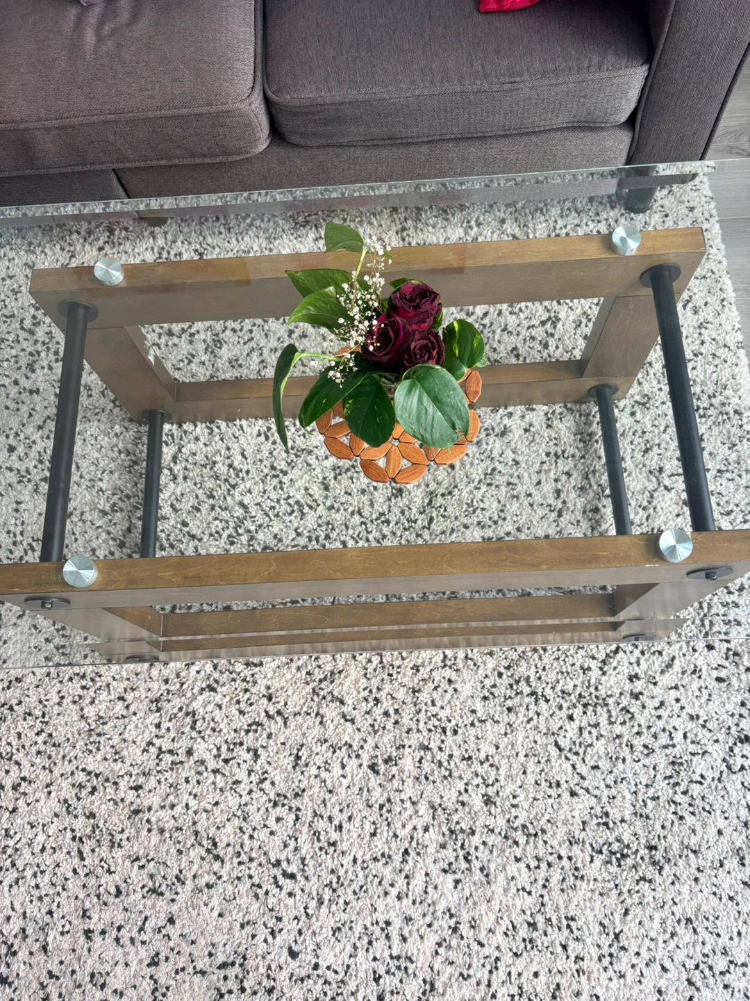Glass and Wood Coffee Table - photo 2